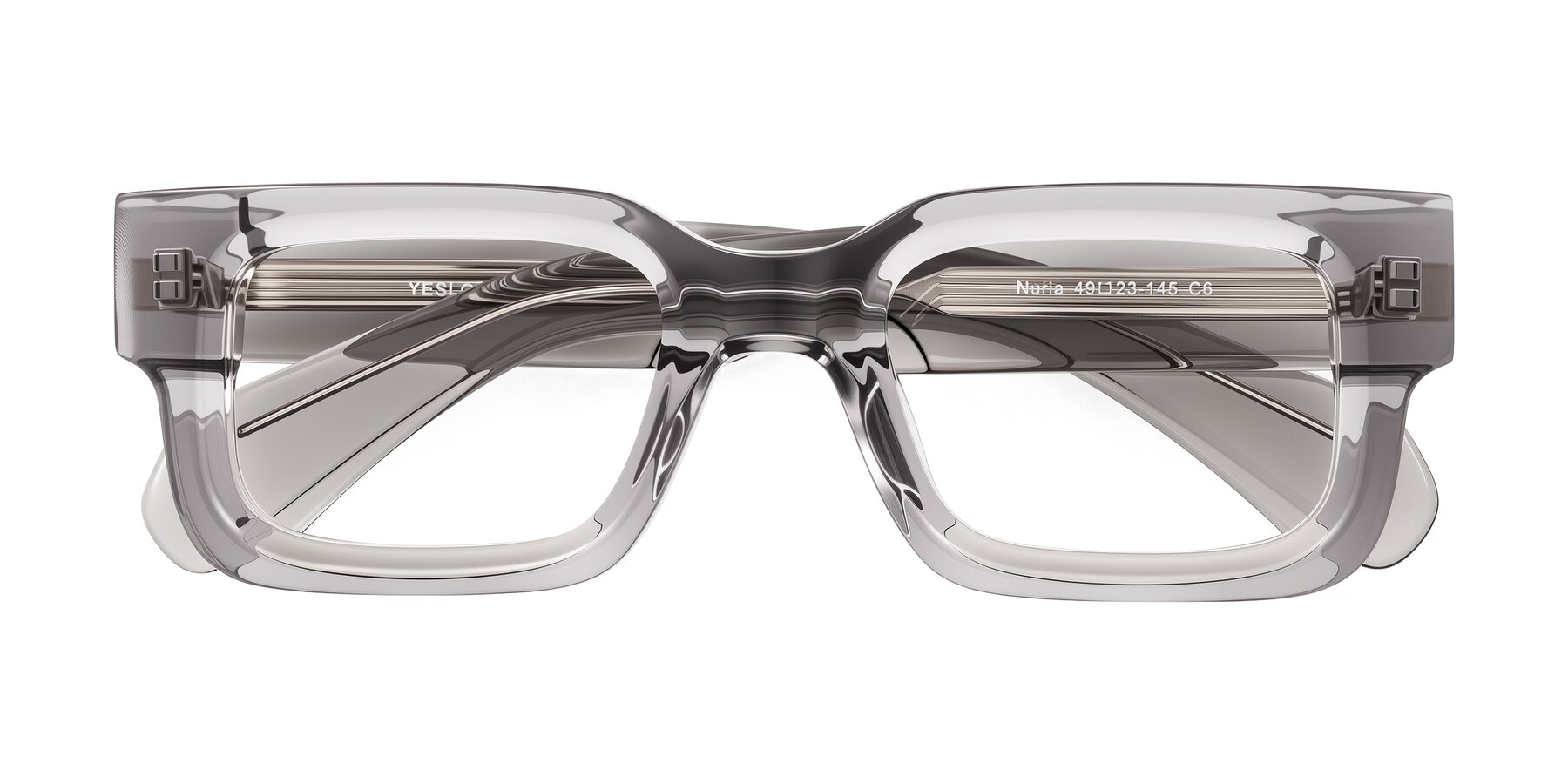 Folded Front of Nuria in Transparent Gray with Clear Blue Light Blocking Lenses