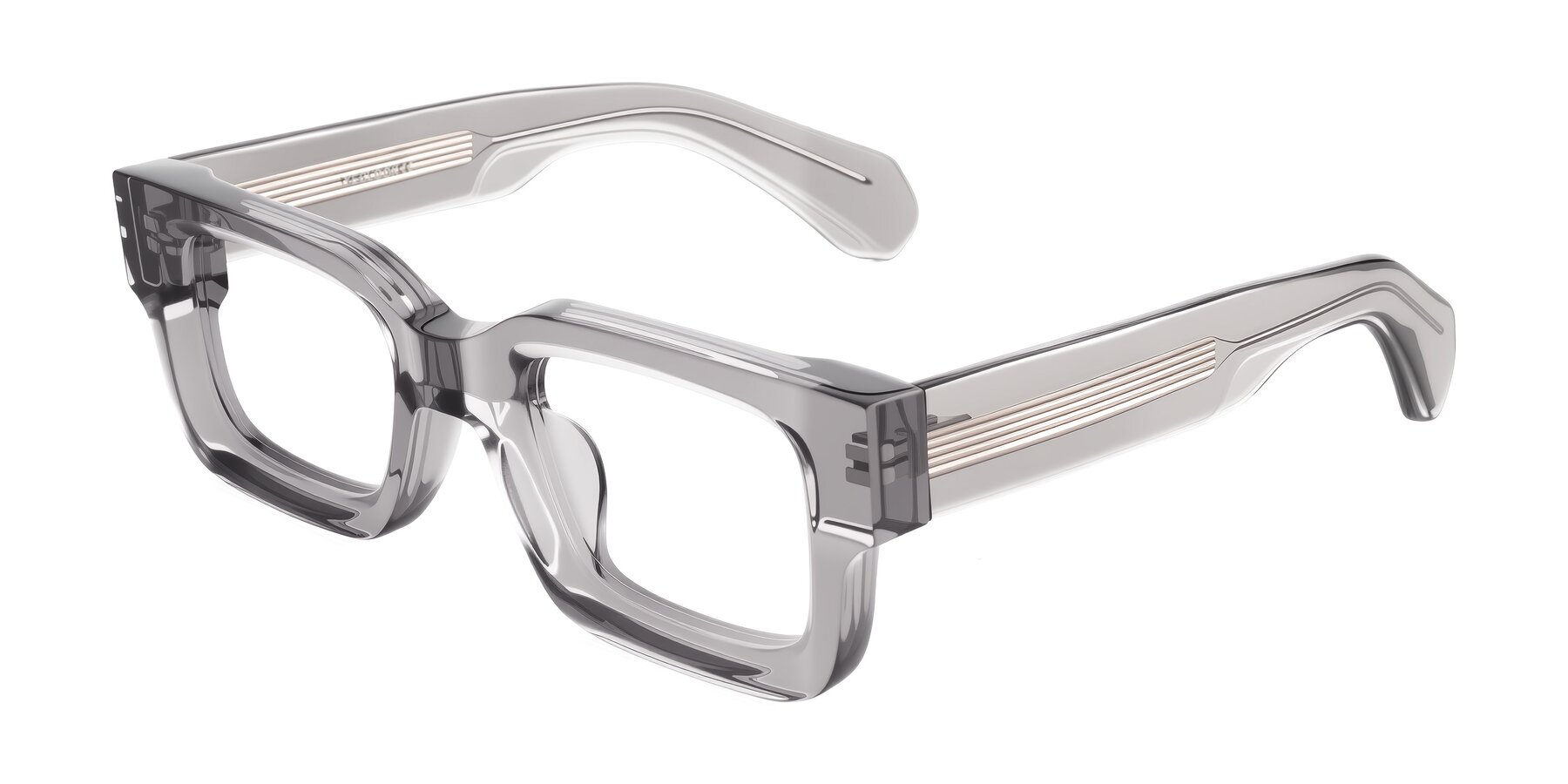 Angle of Nuria in Transparent Gray with Clear Blue Light Blocking Lenses