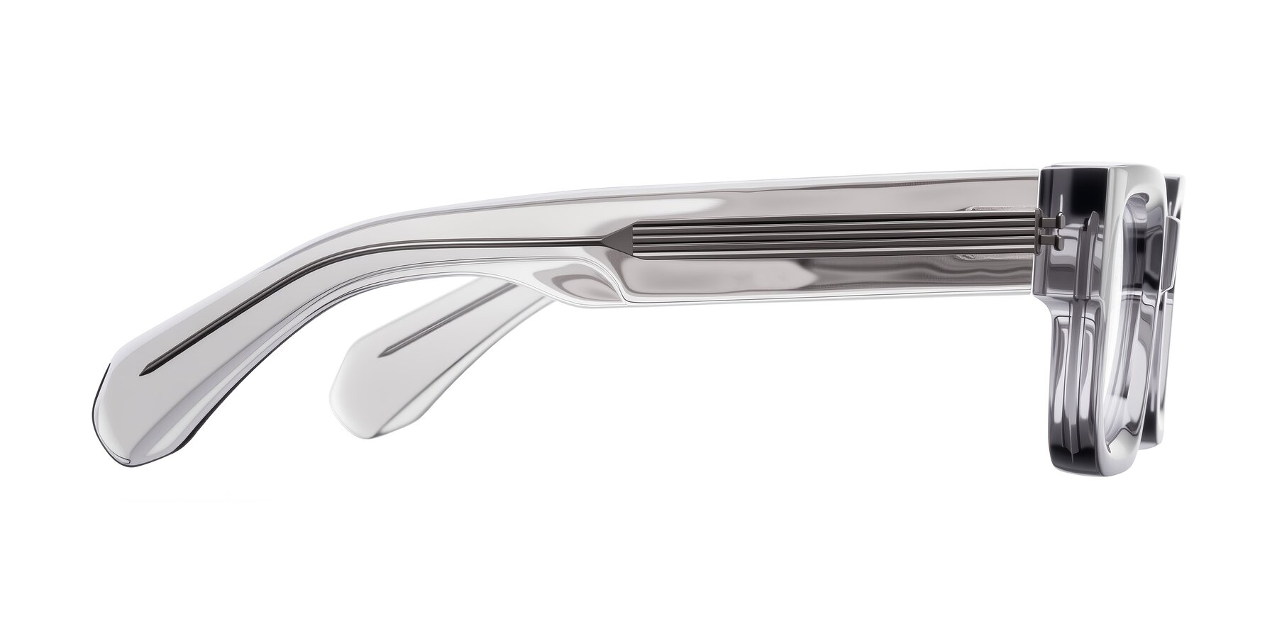 Side of Nuria in Transparent Gray with Clear Blue Light Blocking Lenses