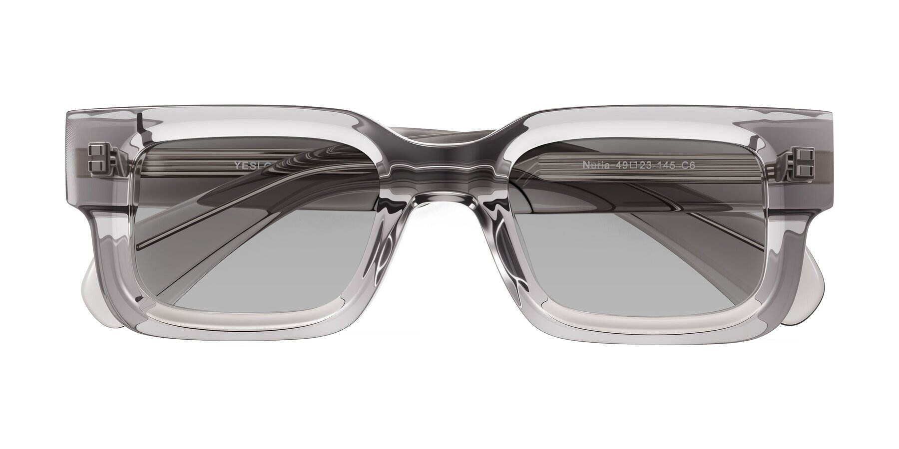 Folded Front of Nuria in Transparent Gray with Light Gray Tinted Lenses