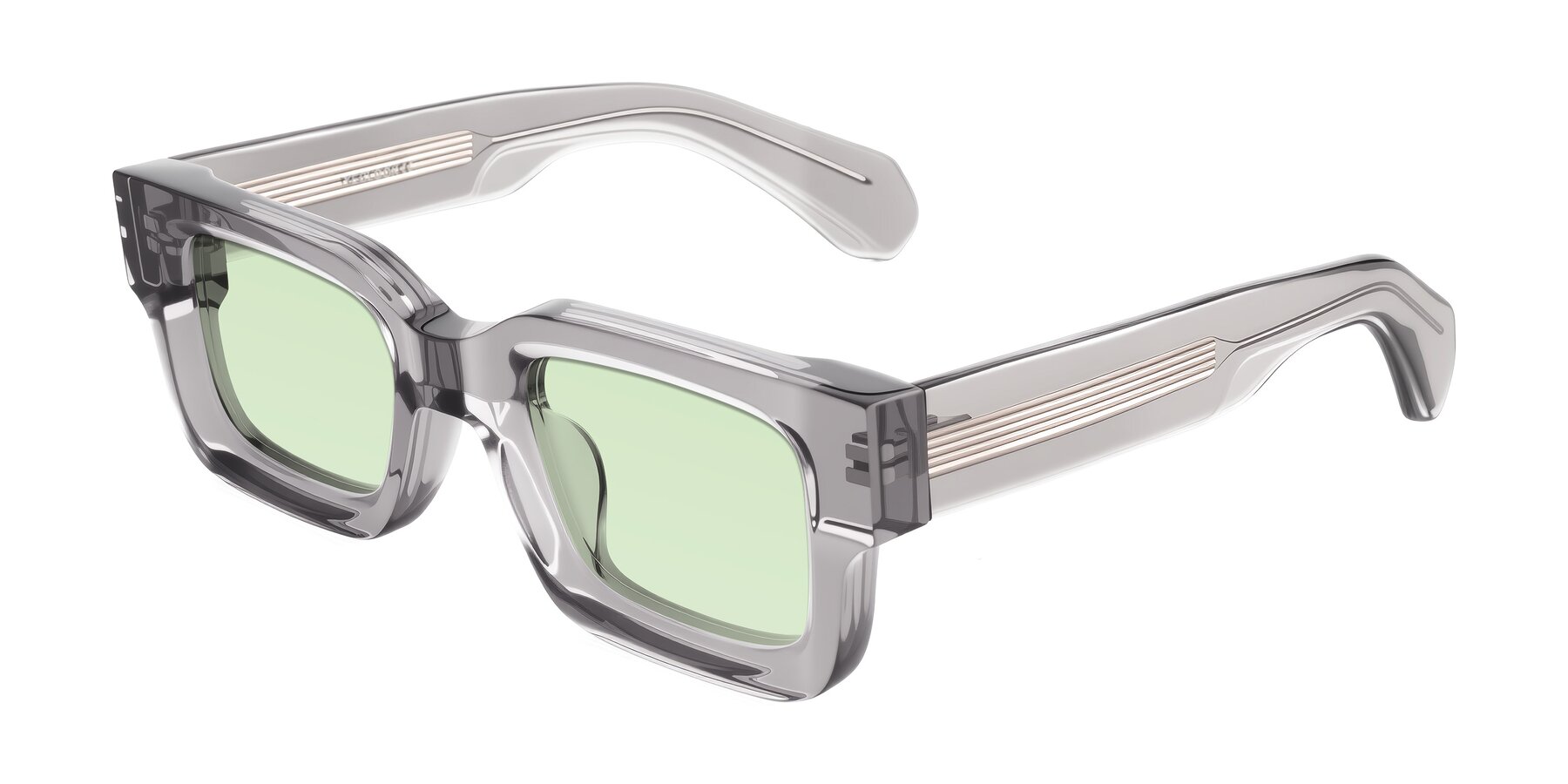 Angle of Nuria in Transparent Gray with Light Green Tinted Lenses