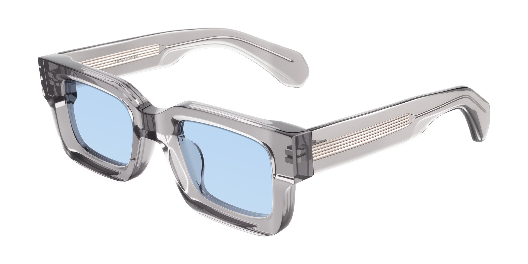 Angle of Nuria in Transparent Gray with Light Blue Tinted Lenses
