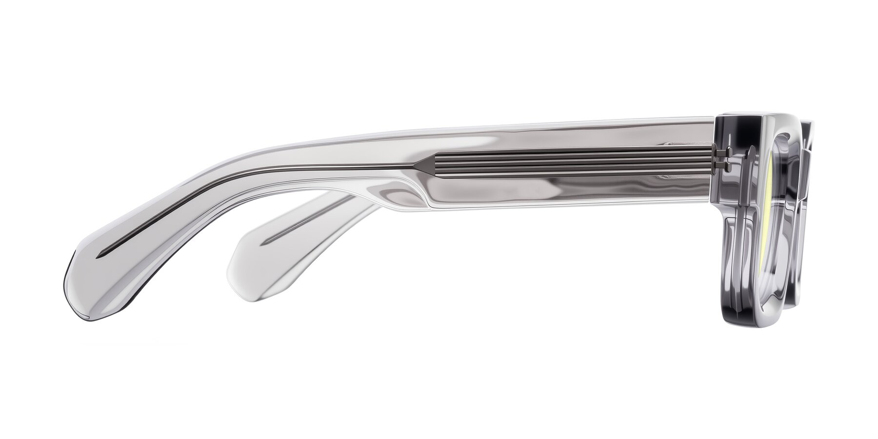 Side of Nuria in Transparent Gray with Light Yellow Tinted Lenses