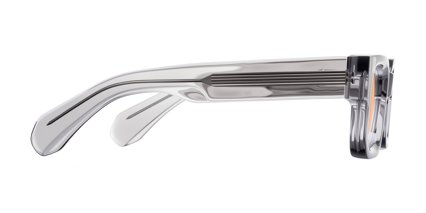 Side of Nuria in Transparent Gray with Light Orange Tinted Lenses