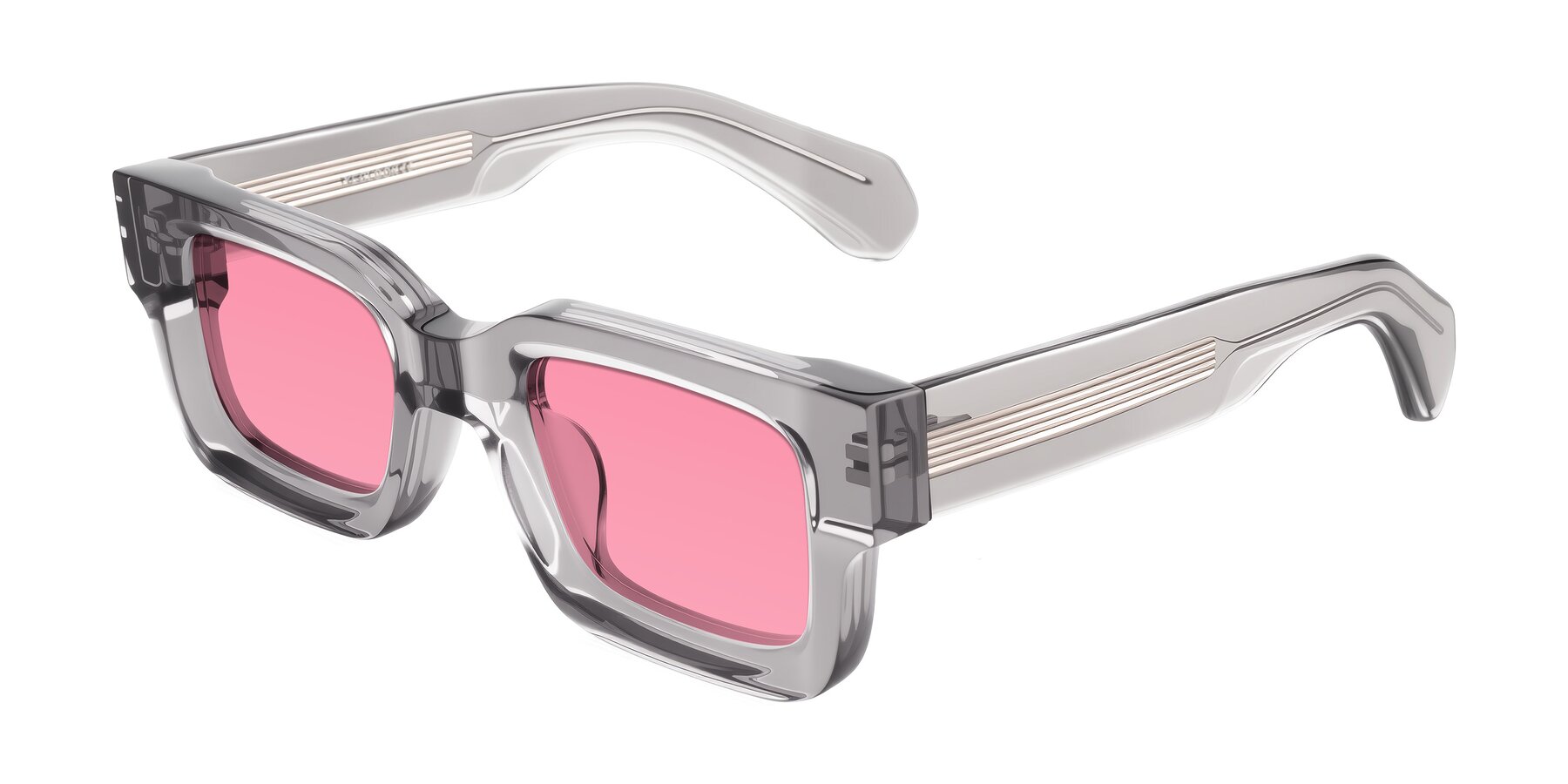 Angle of Nuria in Transparent Gray with Pink Tinted Lenses