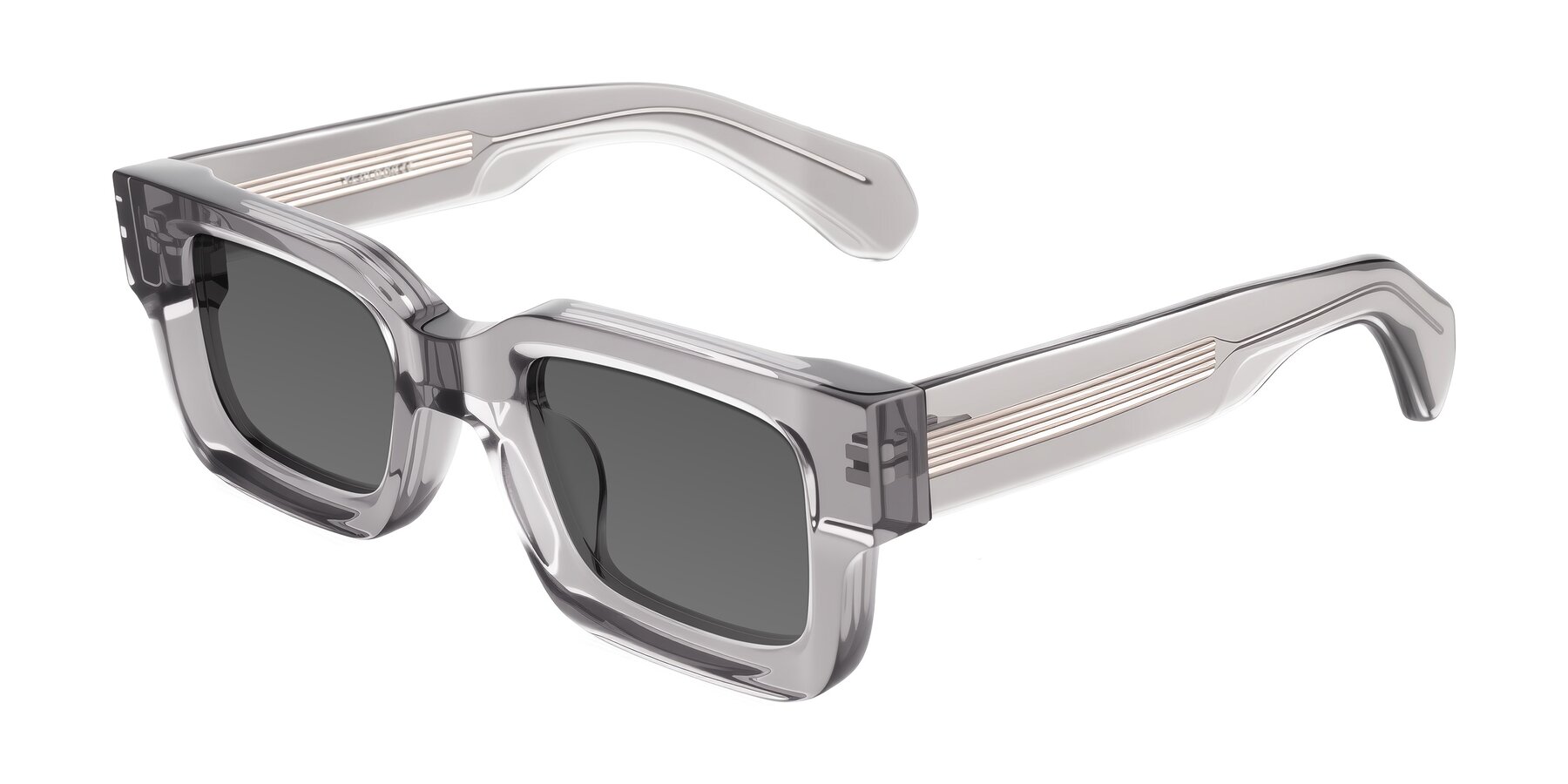 Angle of Nuria in Transparent Gray with Medium Gray Tinted Lenses