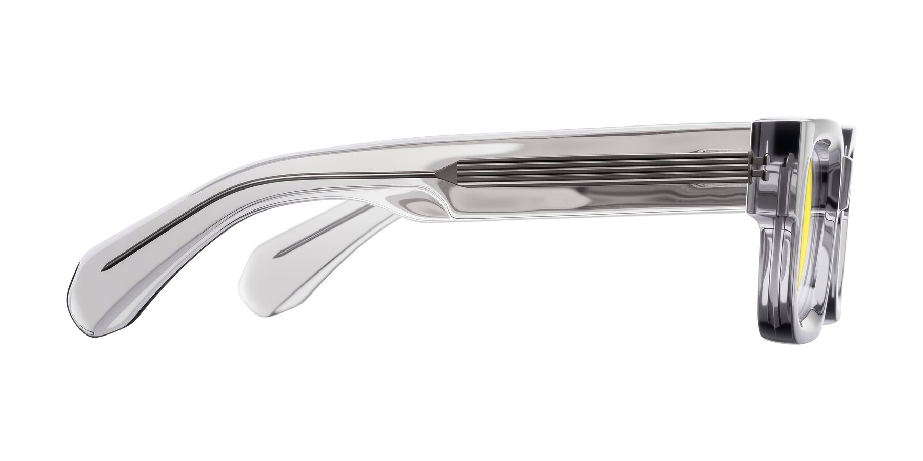 Side of Nuria in Transparent Gray with Medium Yellow Tinted Lenses