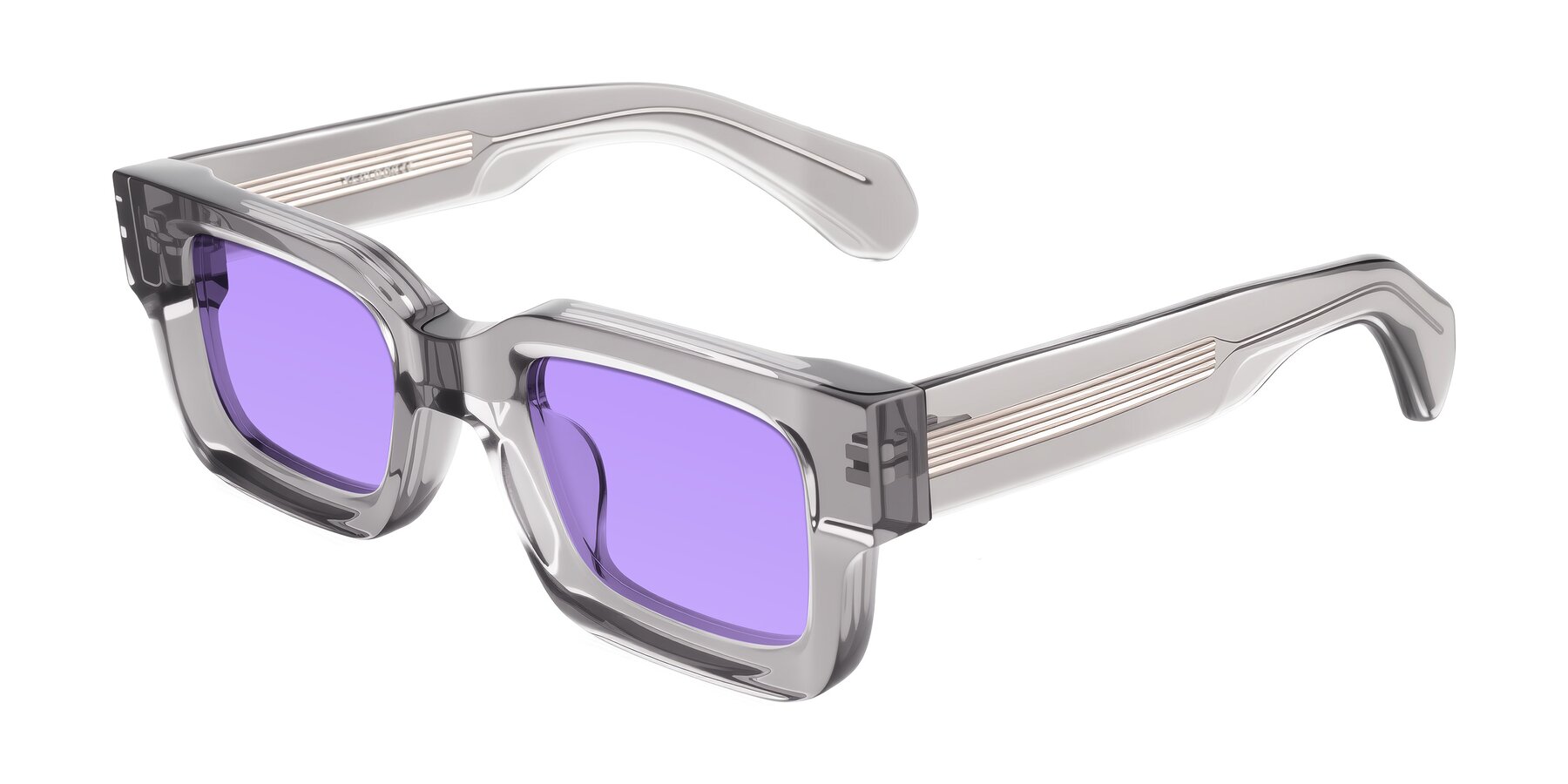 Angle of Nuria in Transparent Gray with Medium Purple Tinted Lenses