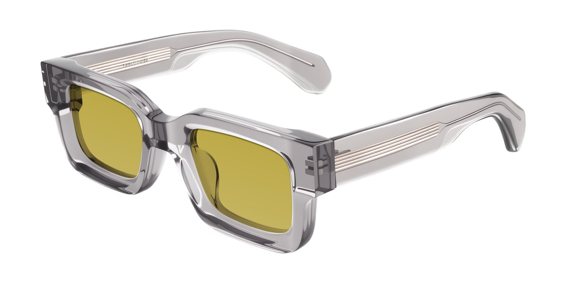 Angle of Nuria in Transparent Gray with Champagne Tinted Lenses