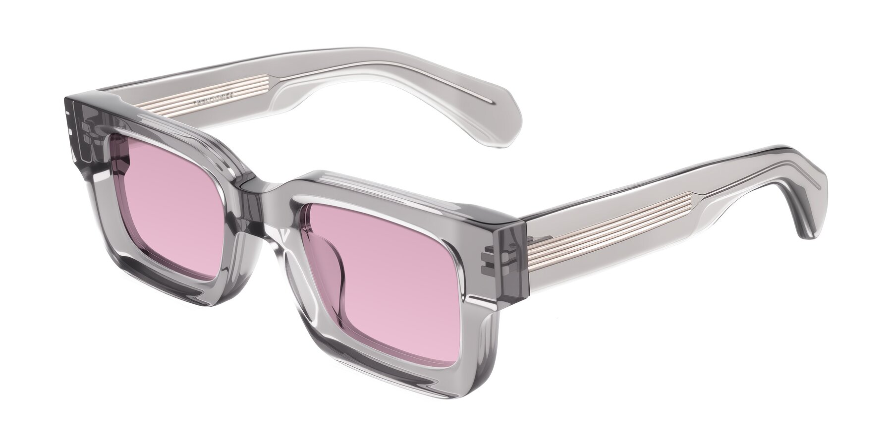 Angle of Nuria in Transparent Gray with Light Wine Tinted Lenses