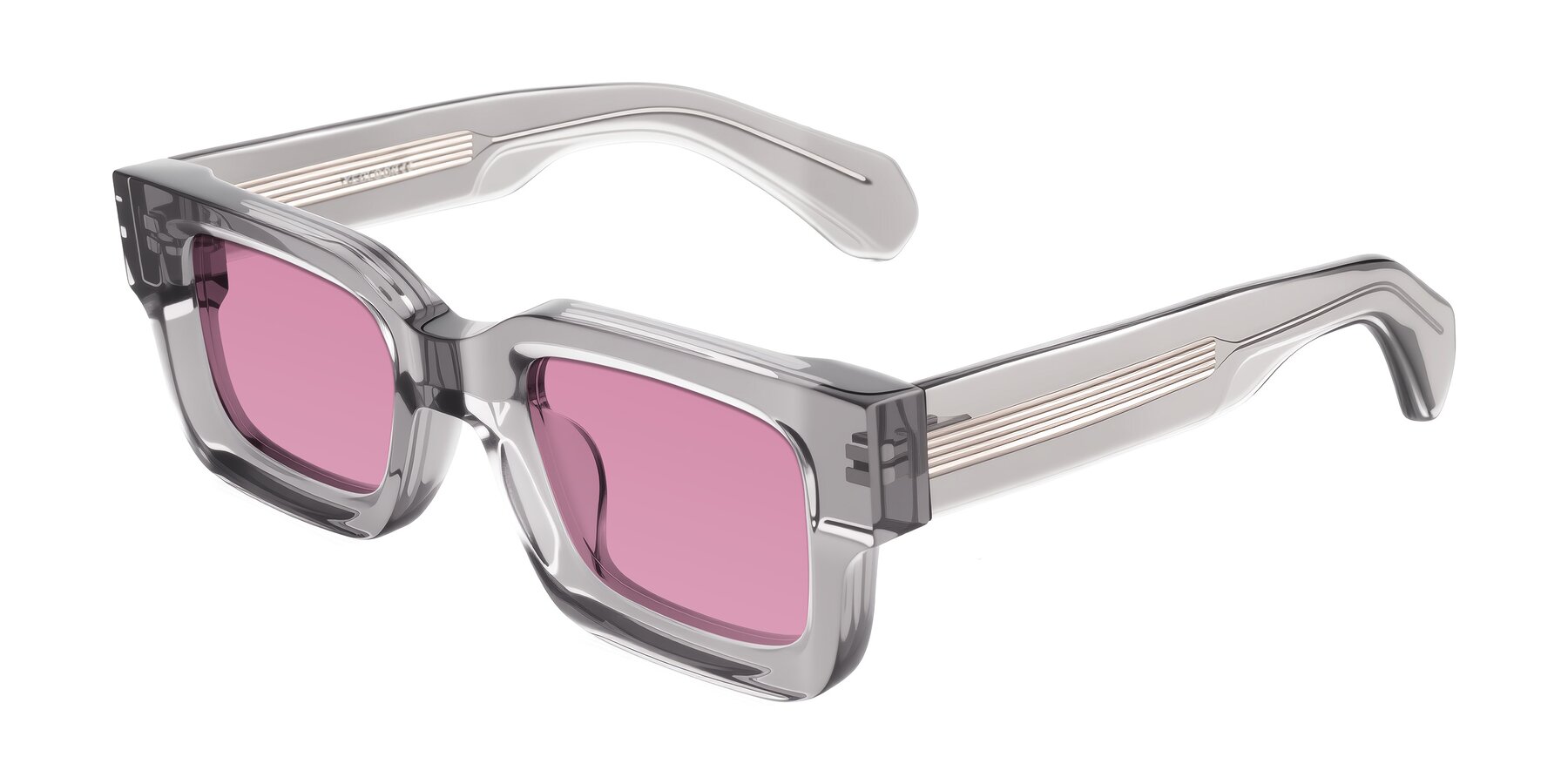 Angle of Nuria in Transparent Gray with Medium Wine Tinted Lenses