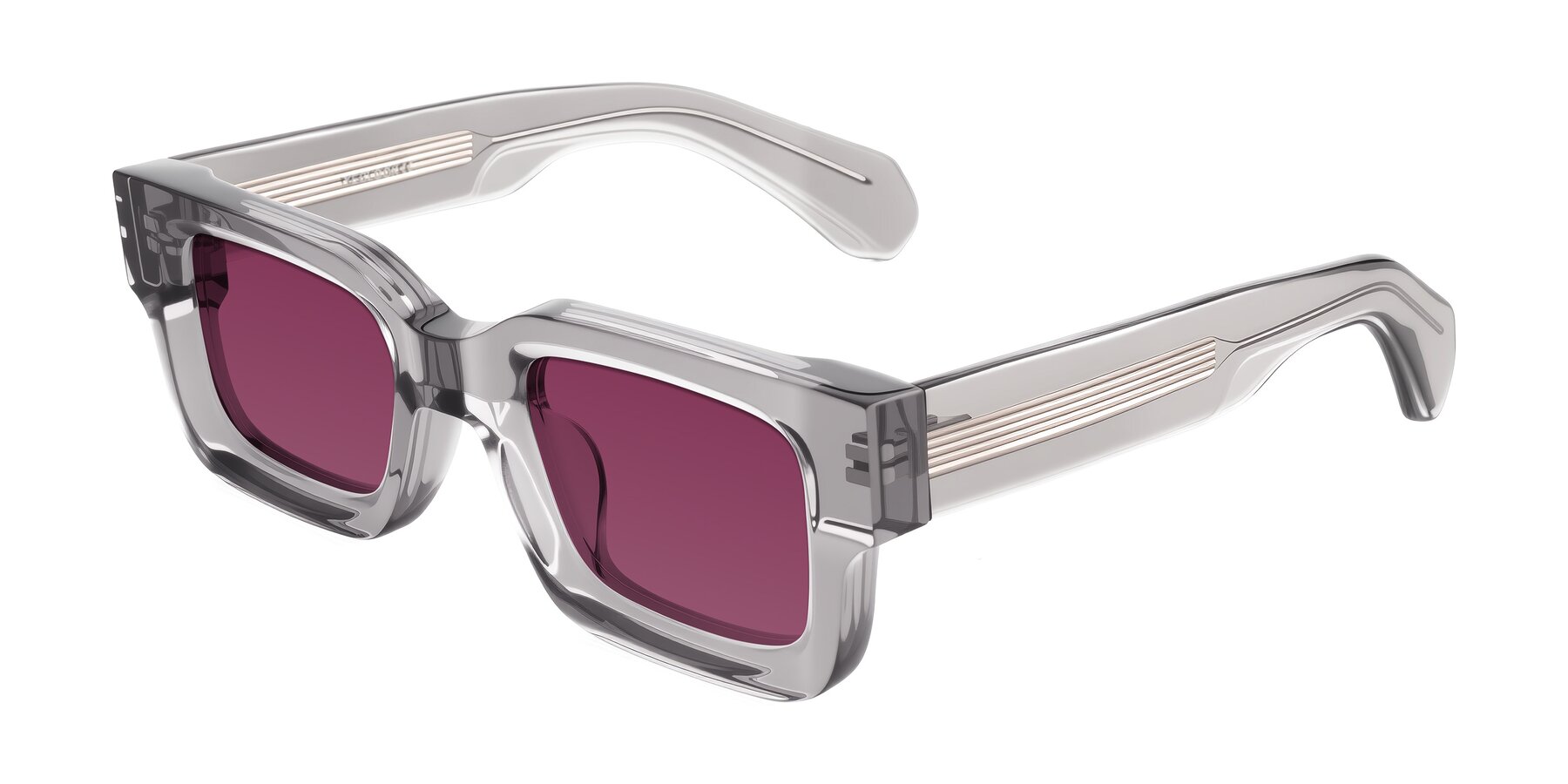 Angle of Nuria in Transparent Gray with Wine Tinted Lenses
