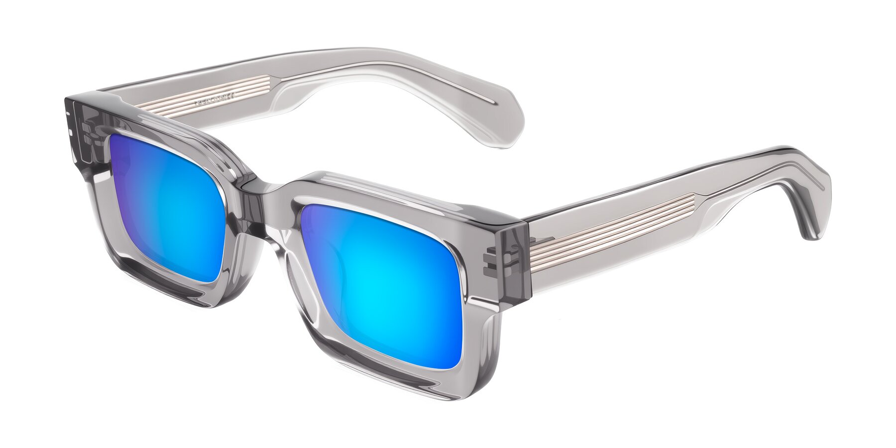 Angle of Nuria in Transparent Gray with Blue Mirrored Lenses