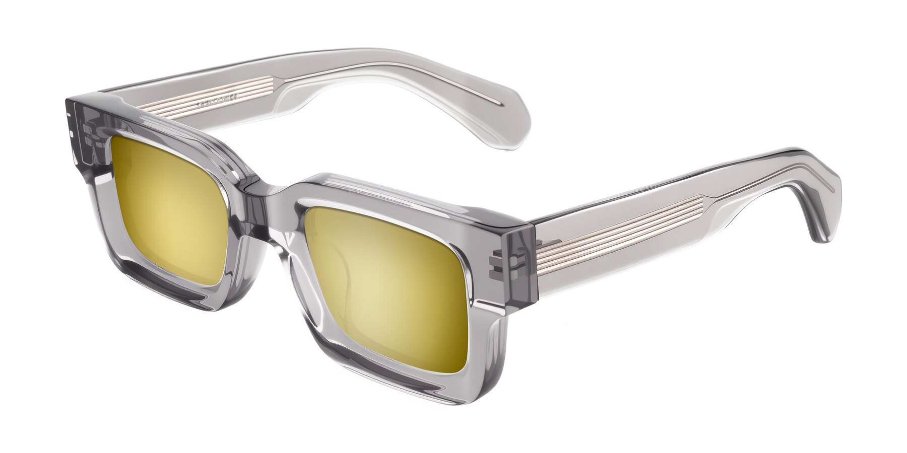 Angle of Nuria in Transparent Gray with Gold Mirrored Lenses