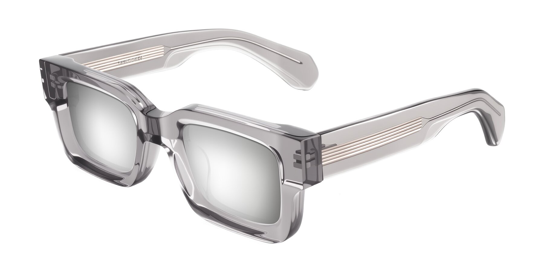 Angle of Nuria in Transparent Gray with Silver Mirrored Lenses