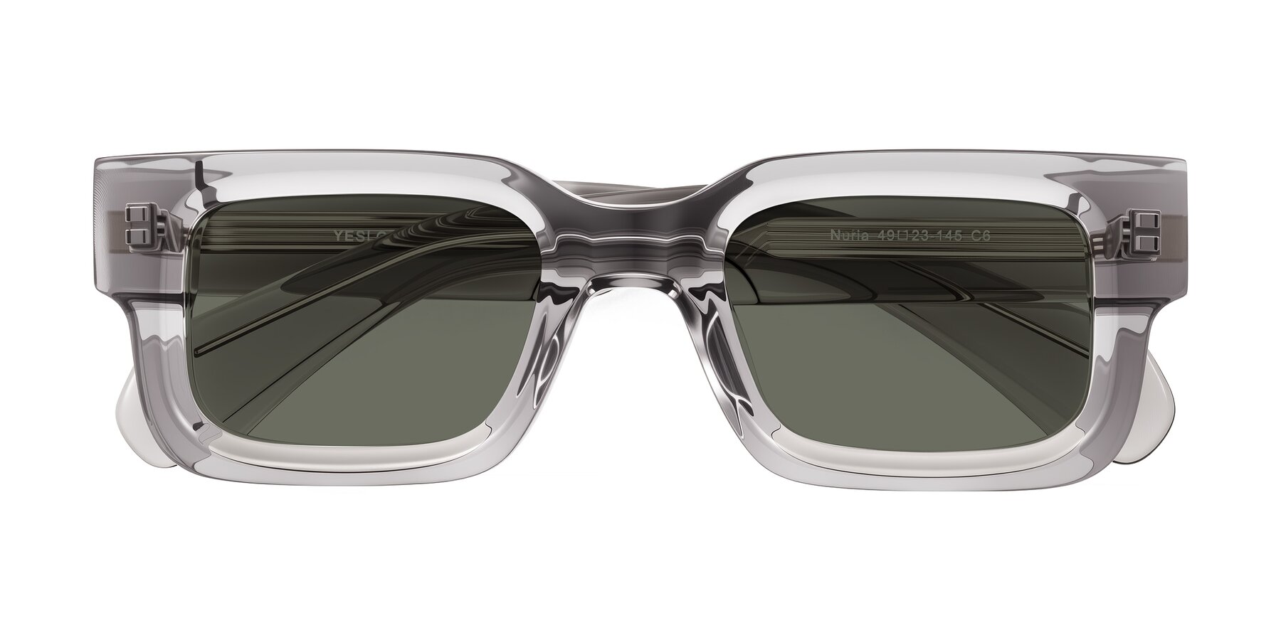 Folded Front of Nuria in Transparent Gray with Gray Polarized Lenses