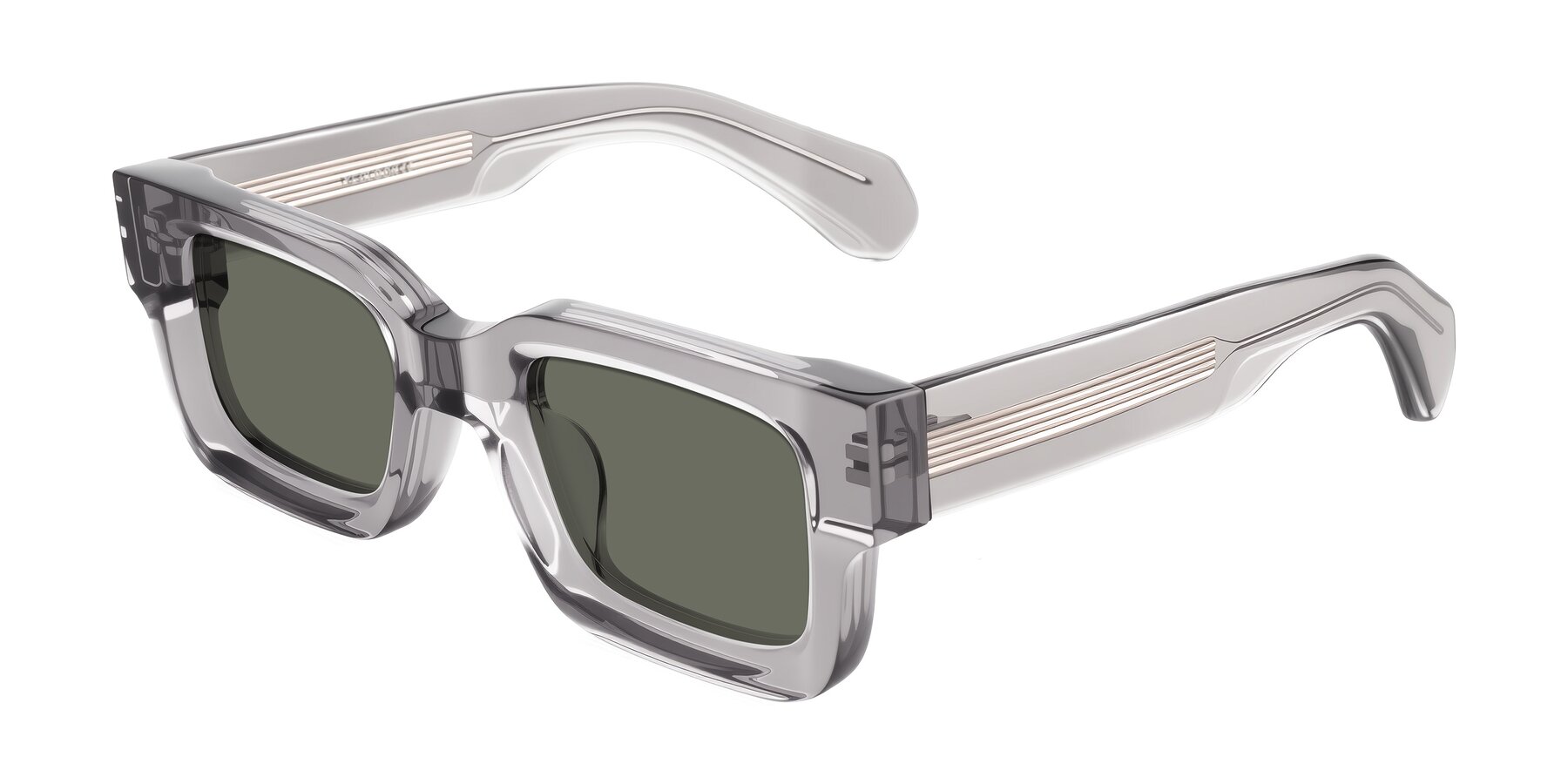 Angle of Nuria in Transparent Gray with Gray Polarized Lenses