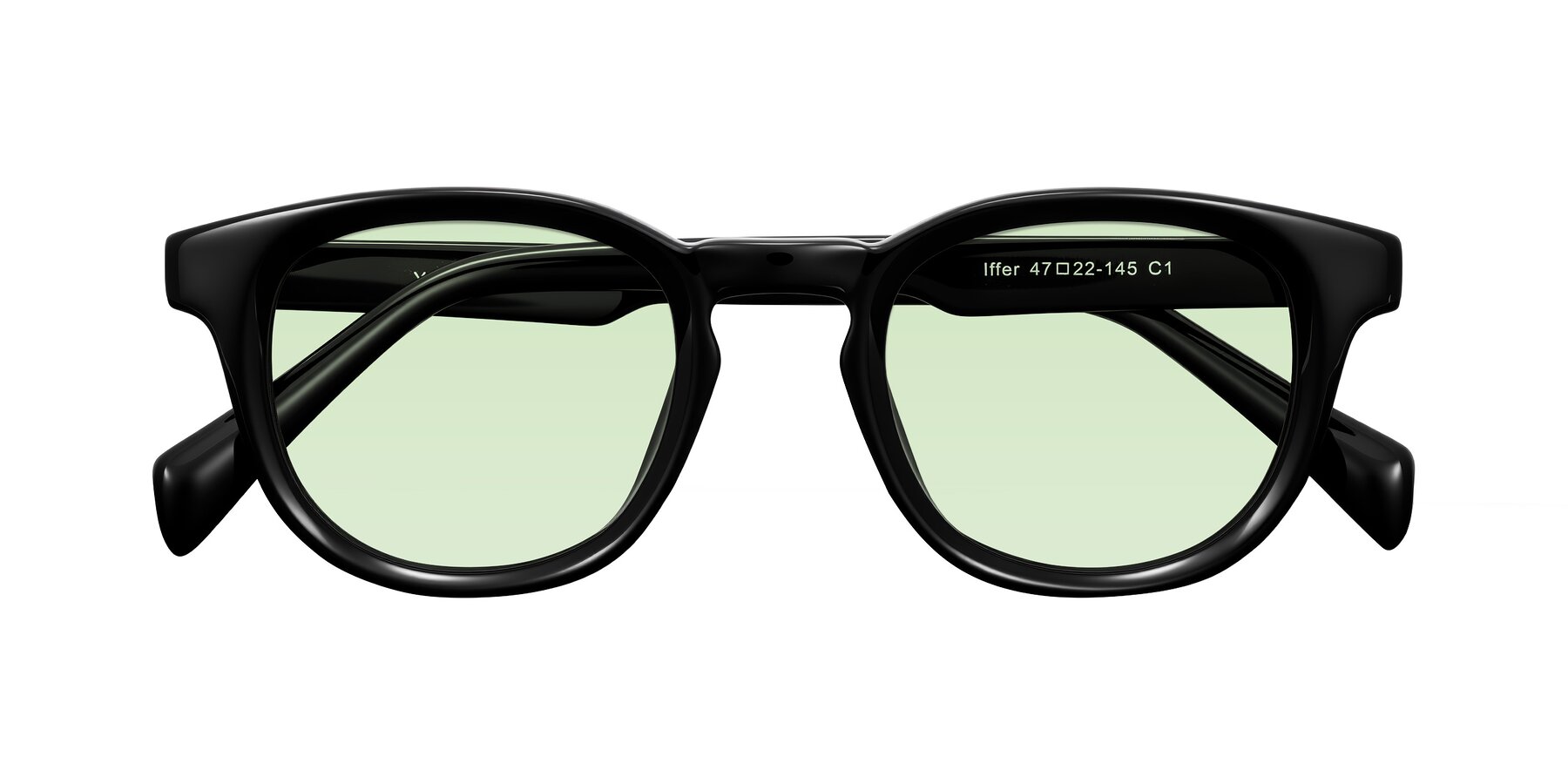 Folded Front of Iffer in Black with Light Green Tinted Lenses