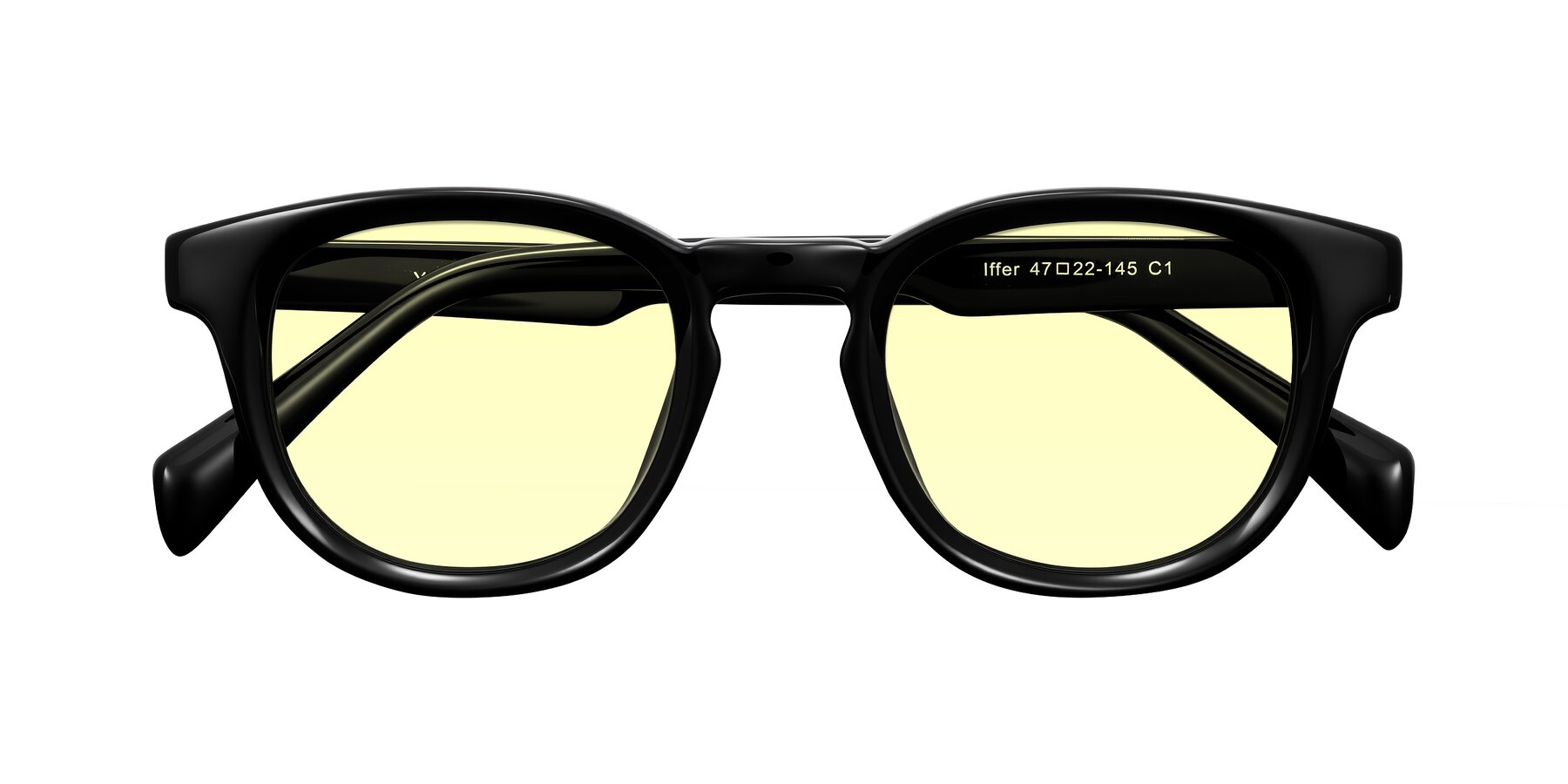 Folded Front of Iffer in Black with Light Yellow Tinted Lenses