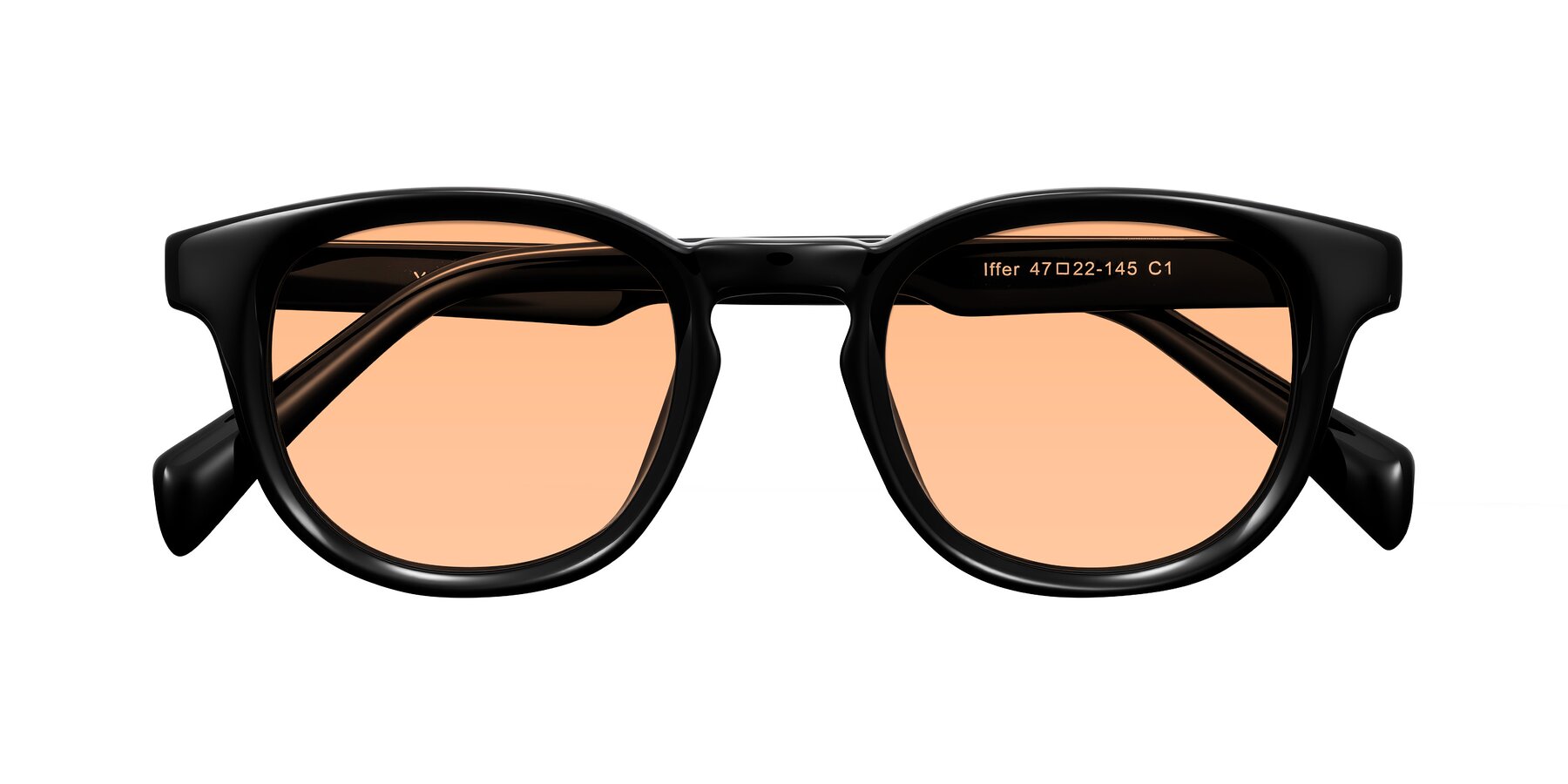 Folded Front of Iffer in Black with Light Orange Tinted Lenses