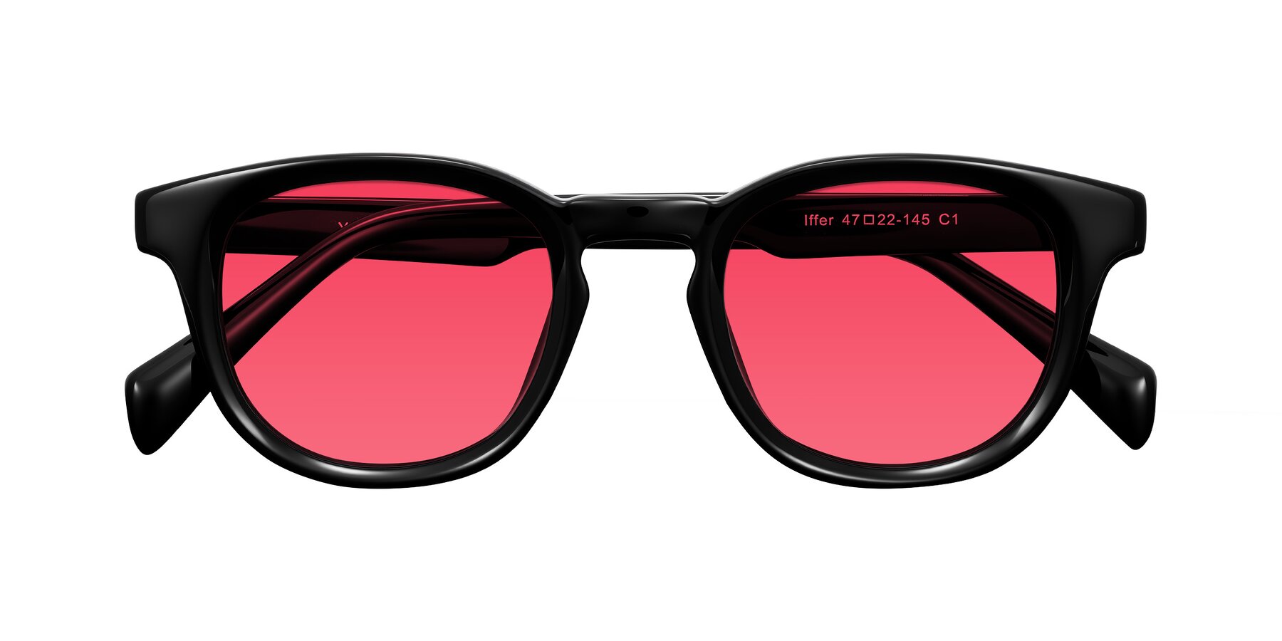 Folded Front of Iffer in Black with Red Tinted Lenses