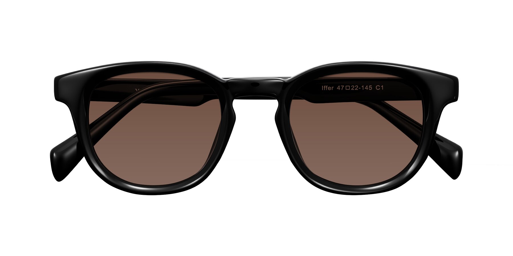 Folded Front of Iffer in Black with Brown Tinted Lenses
