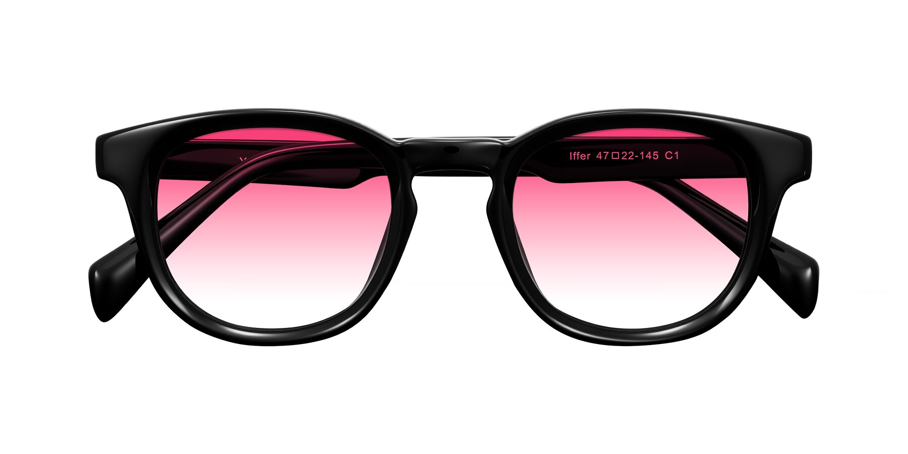 Folded Front of Iffer in Black with Pink Gradient Lenses