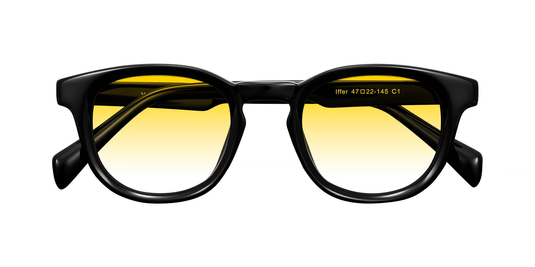 Folded Front of Iffer in Black with Yellow Gradient Lenses