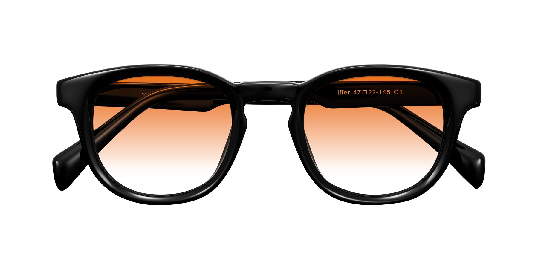Folded Front of Iffer in Black with Orange Gradient Lenses