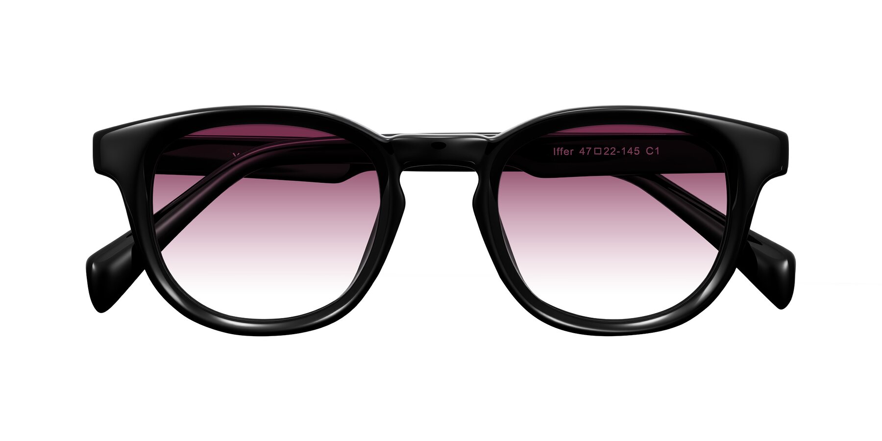 Folded Front of Iffer in Black with Wine Gradient Lenses