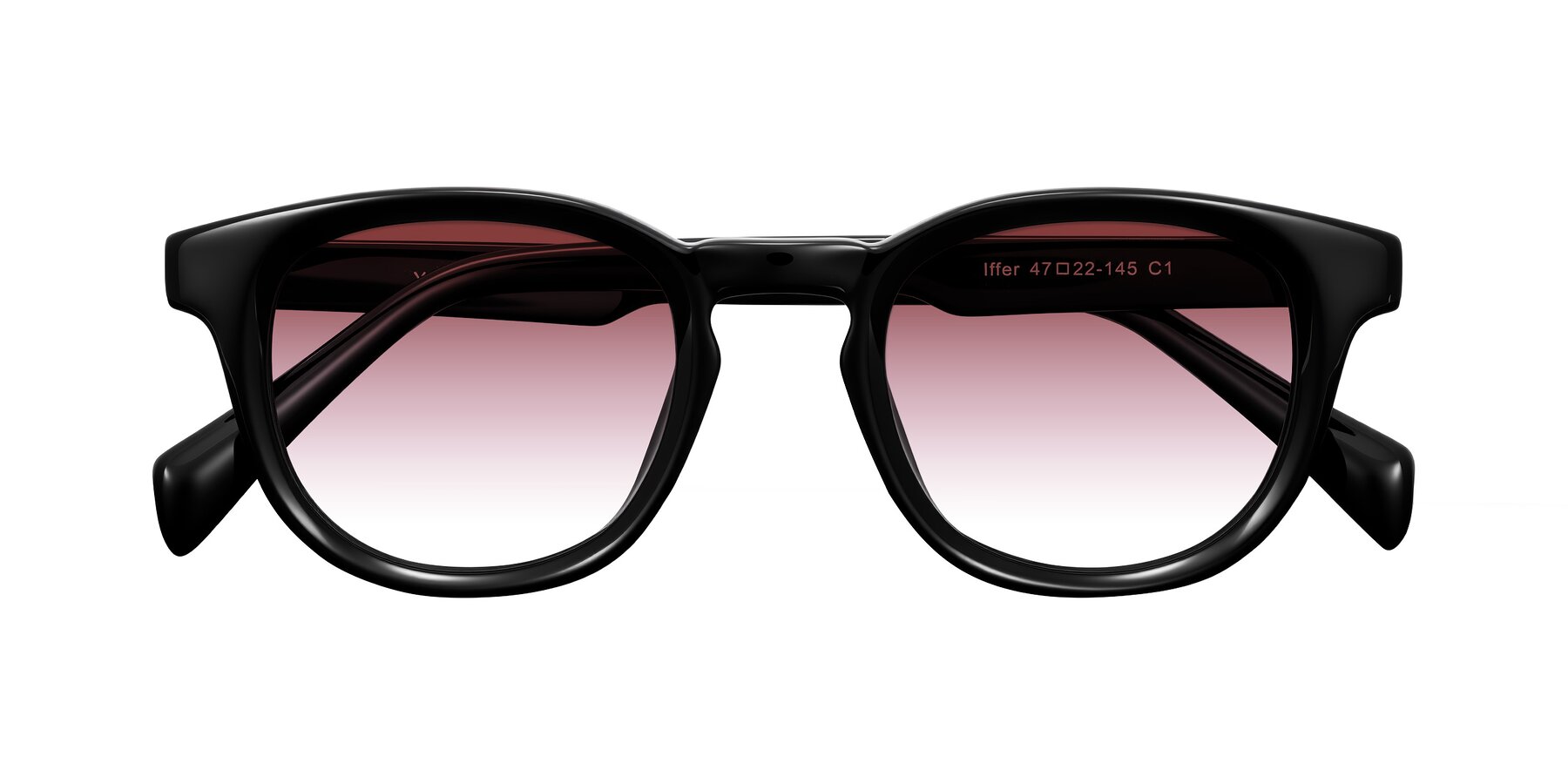 Folded Front of Iffer in Black with Garnet Gradient Lenses