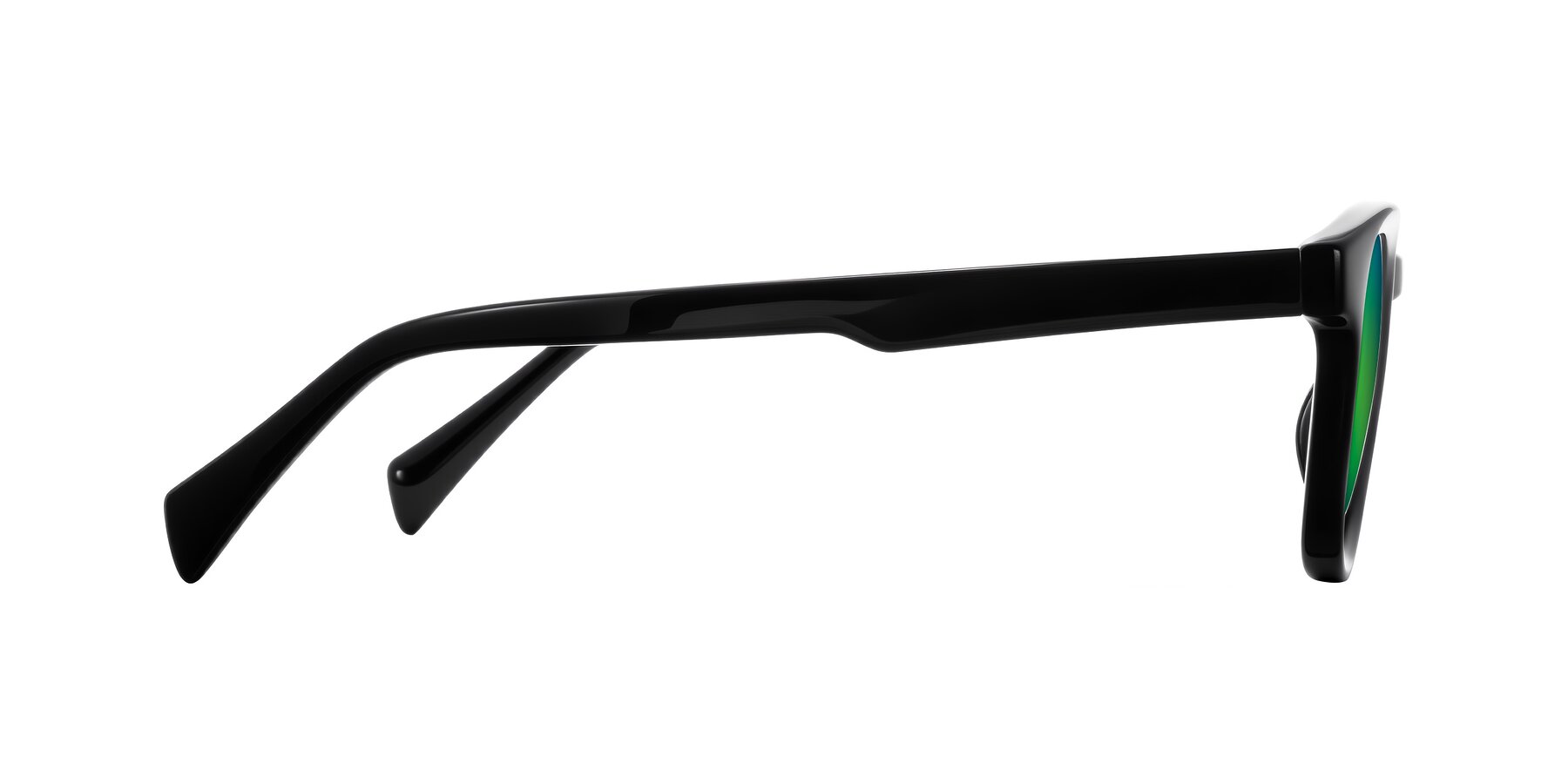 Side of Iffer in Black with Green Mirrored Lenses
