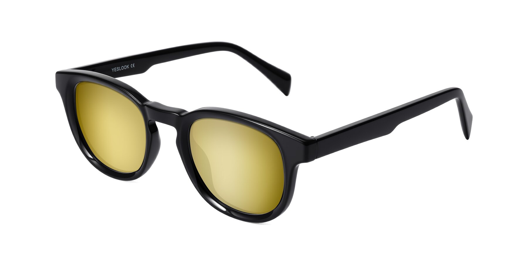 Angle of Iffer in Black with Gold Mirrored Lenses