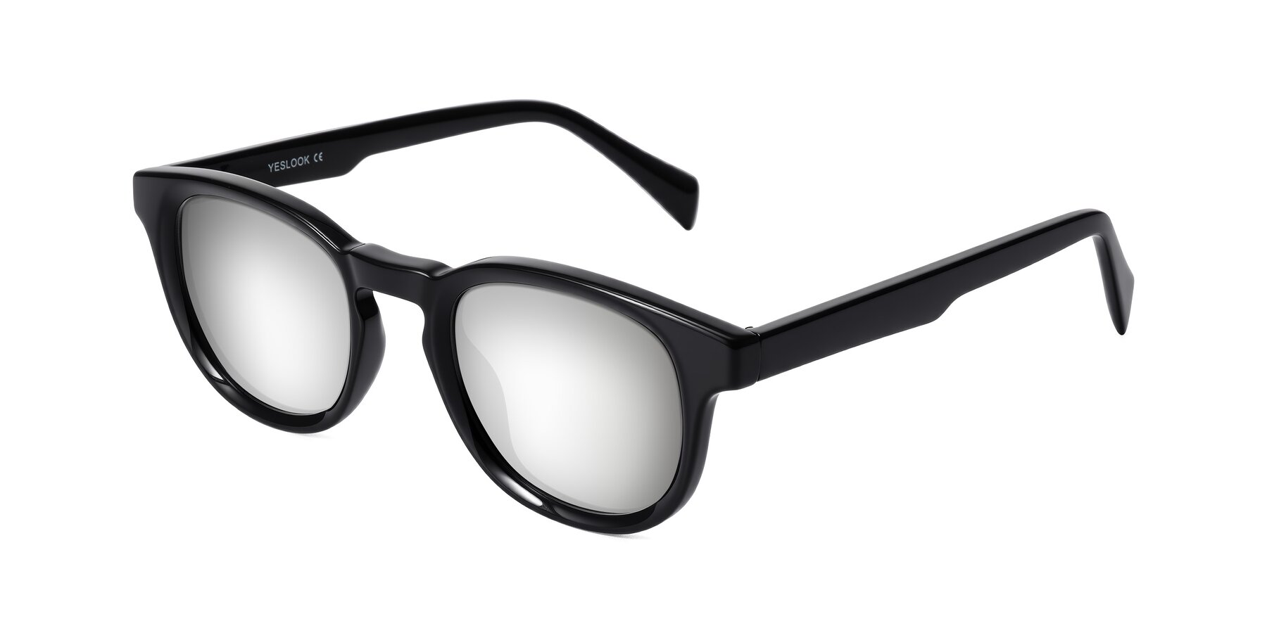 Angle of Iffer in Black with Silver Mirrored Lenses
