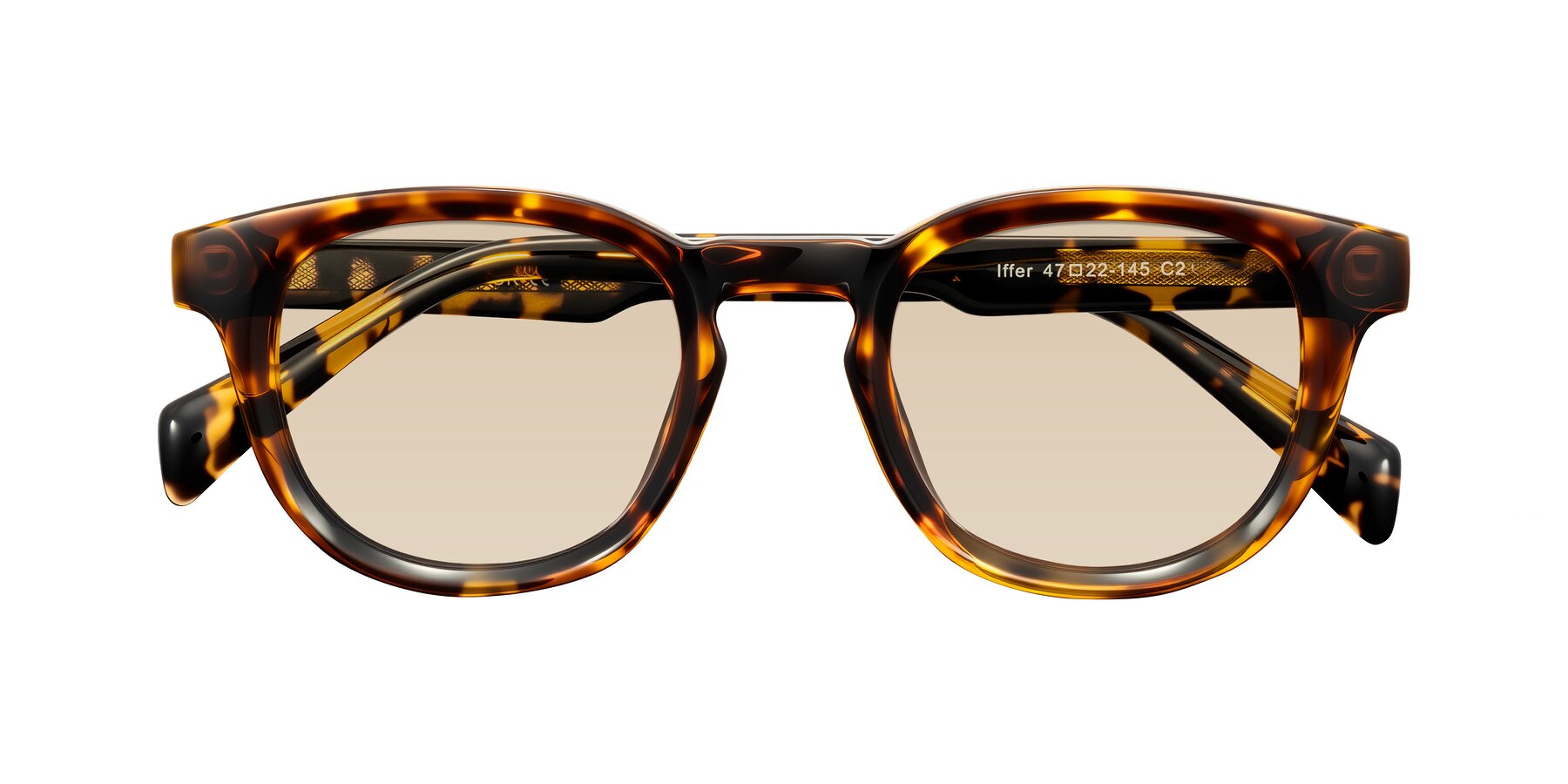 Folded Front of Iffer in Tortoise with Light Brown Tinted Lenses