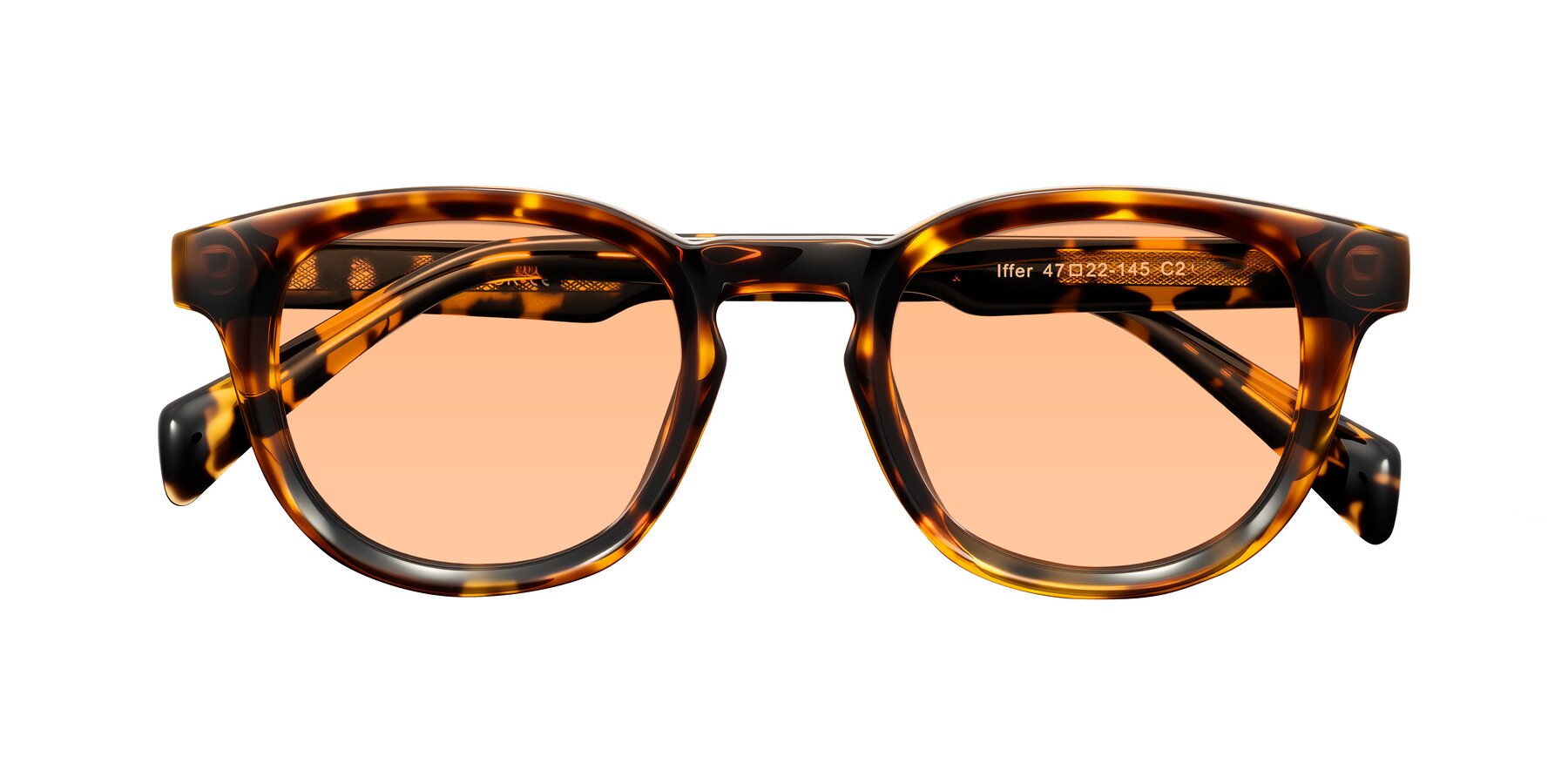 Folded Front of Iffer in Tortoise with Light Orange Tinted Lenses