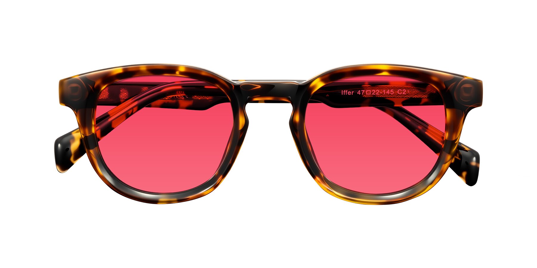Folded Front of Iffer in Tortoise with Red Tinted Lenses