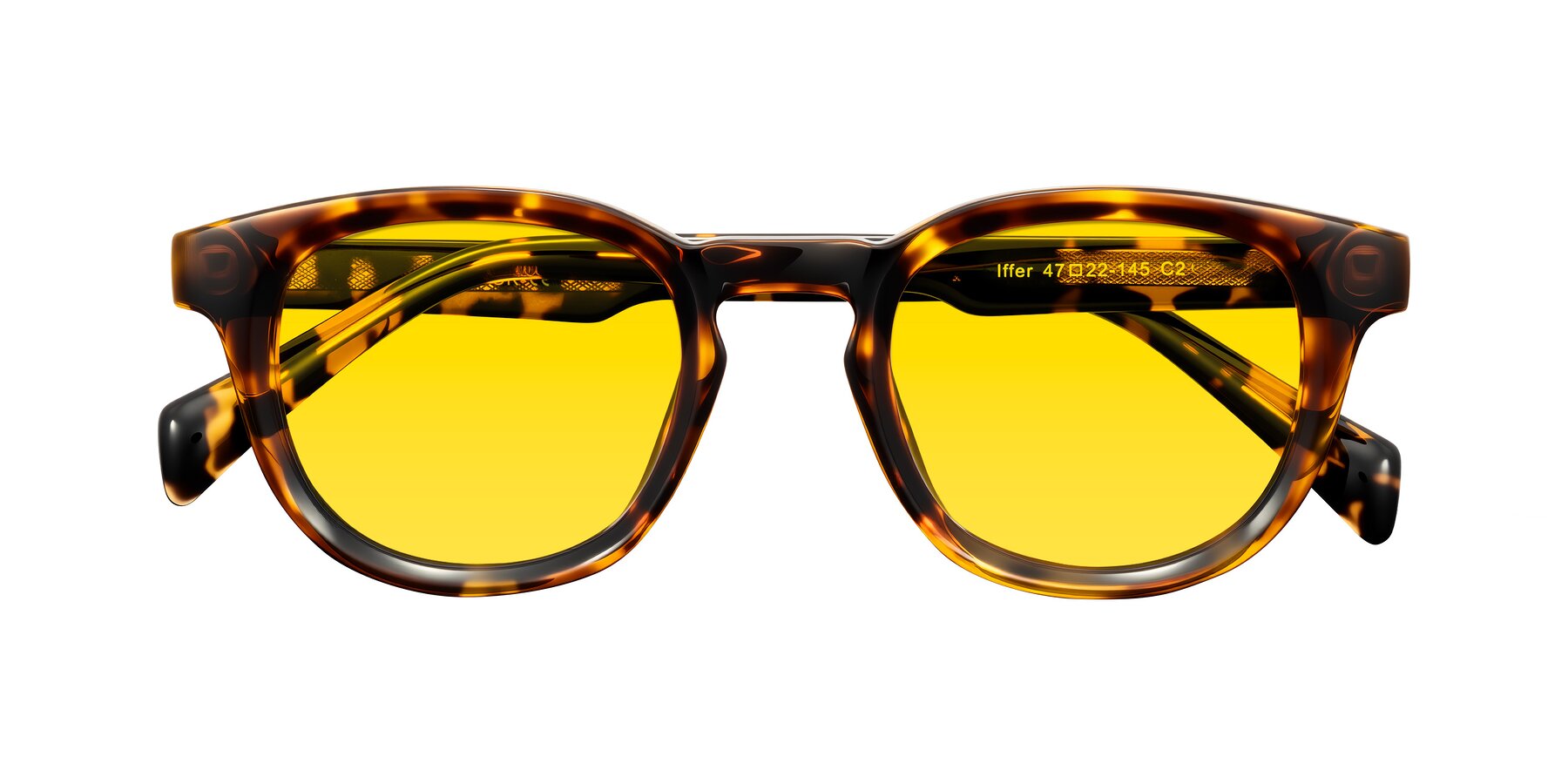 Folded Front of Iffer in Tortoise with Yellow Tinted Lenses