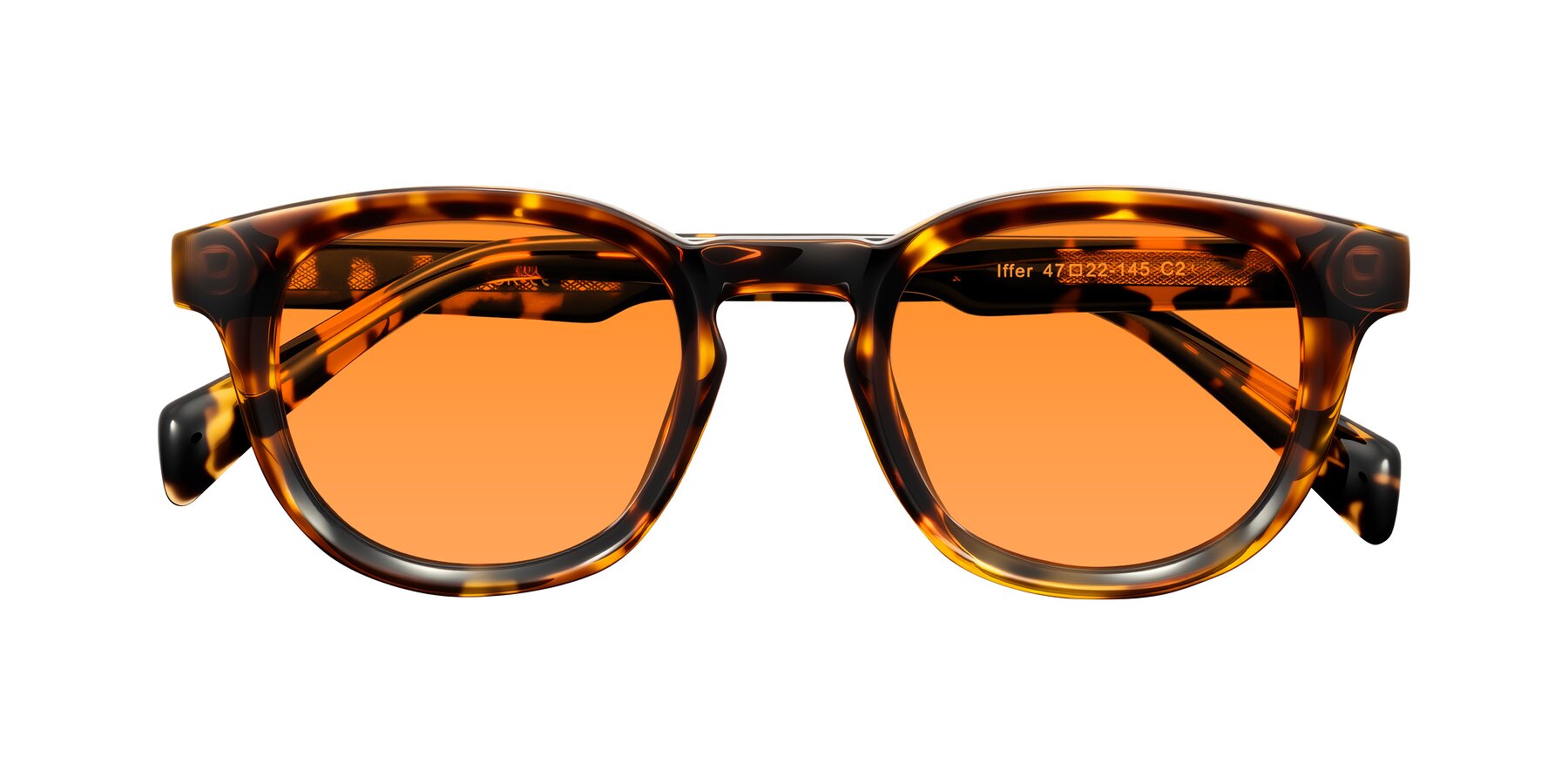 Folded Front of Iffer in Tortoise with Orange Tinted Lenses