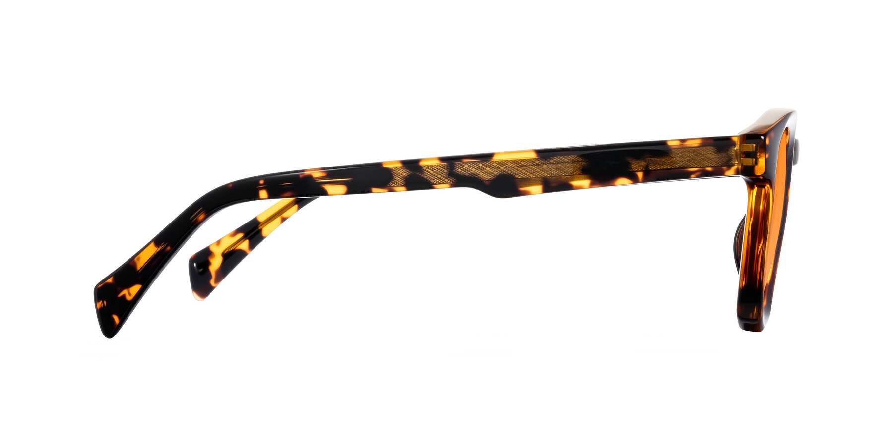 Side of Iffer in Tortoise with Orange Tinted Lenses