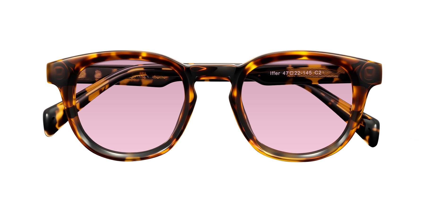 Folded Front of Iffer in Tortoise with Light Wine Tinted Lenses