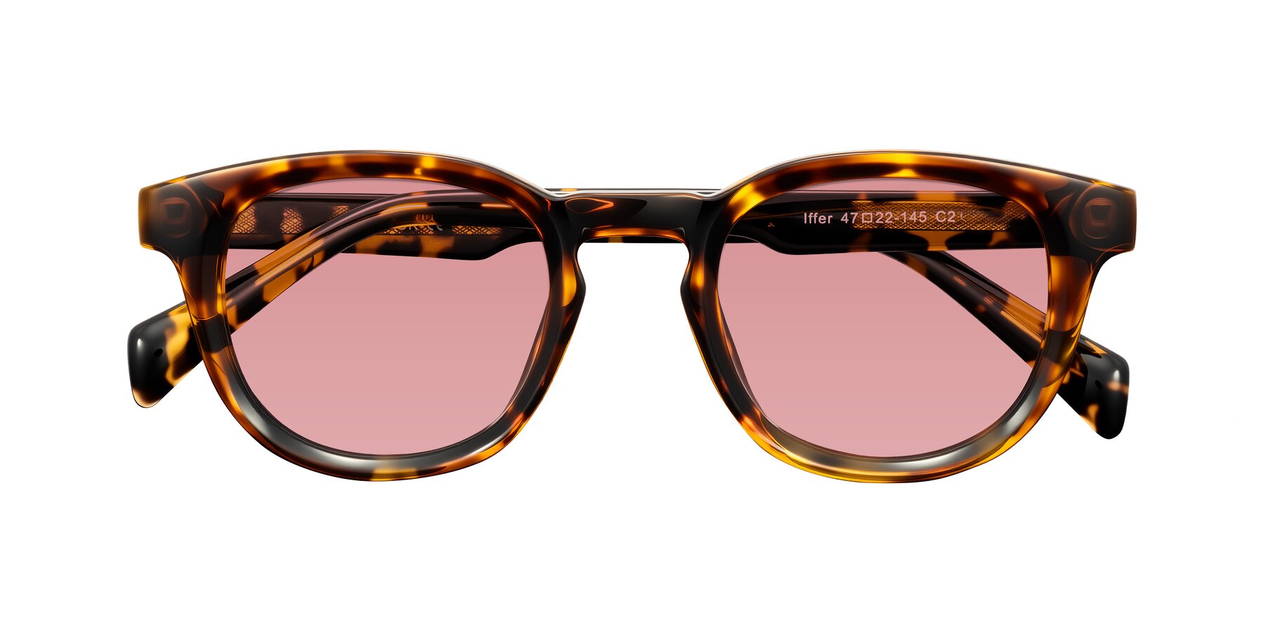 Folded Front of Iffer in Tortoise with Medium Garnet Tinted Lenses