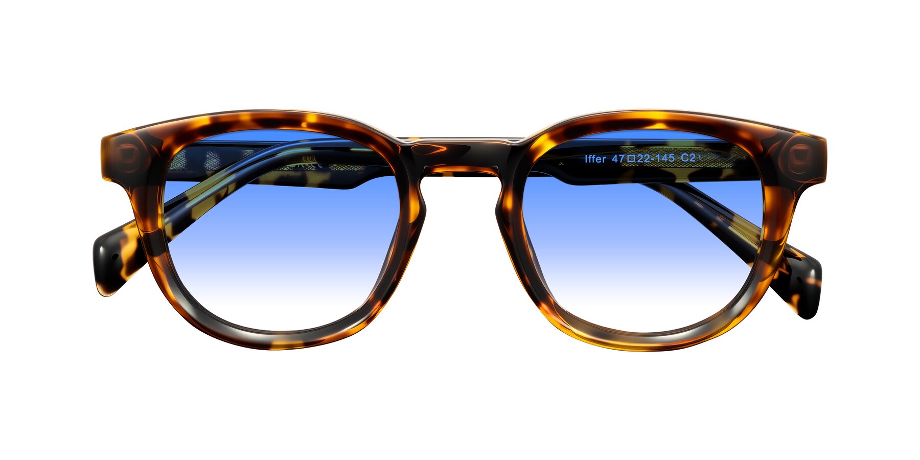 Folded Front of Iffer in Tortoise with Blue Gradient Lenses