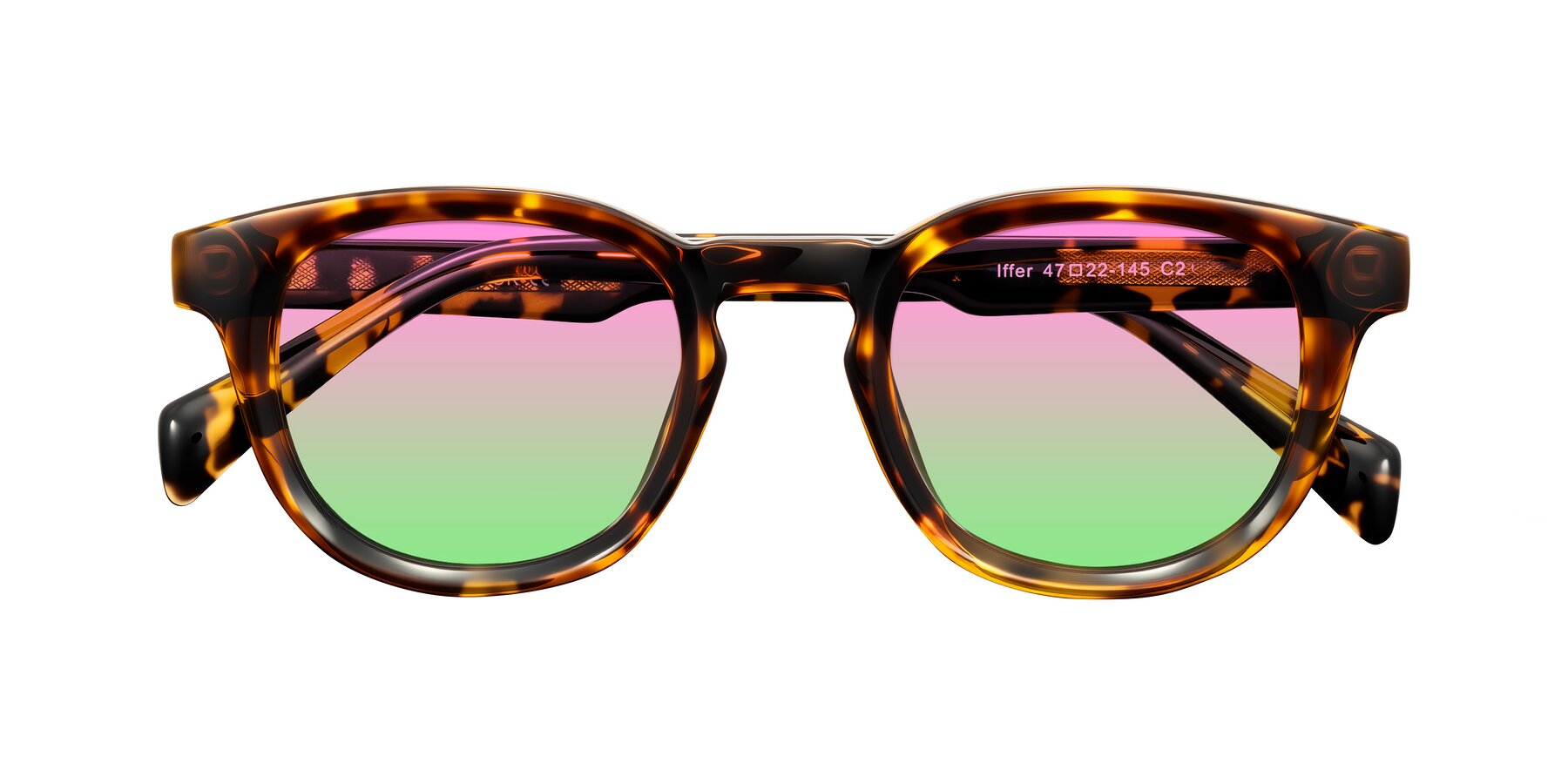 Folded Front of Iffer in Tortoise with Pink / Green Gradient Lenses