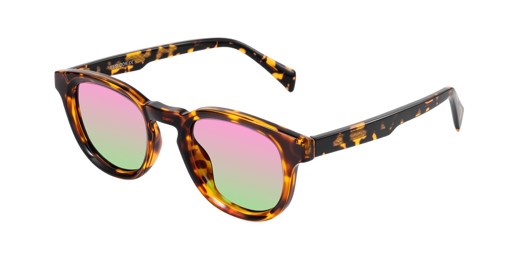 Angle of Iffer in Tortoise with Pink / Green Gradient Lenses