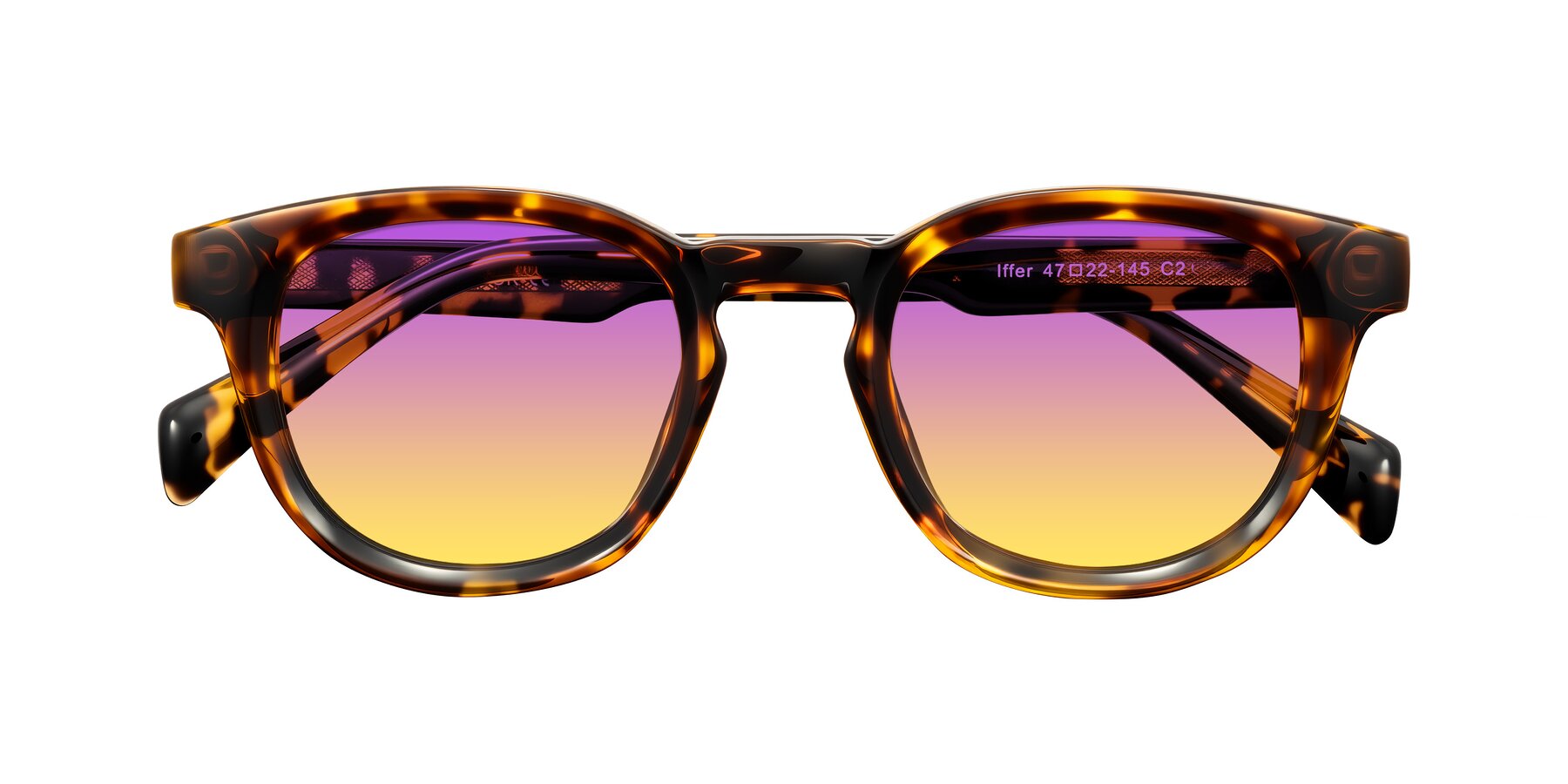 Folded Front of Iffer in Tortoise with Purple / Yellow Gradient Lenses