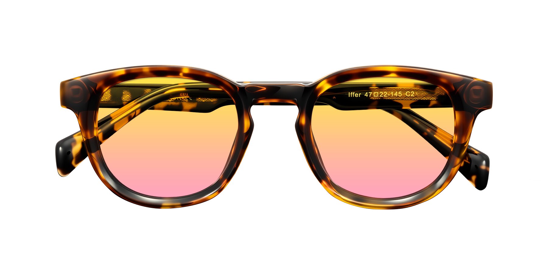 Folded Front of Iffer in Tortoise with Yellow / Pink Gradient Lenses