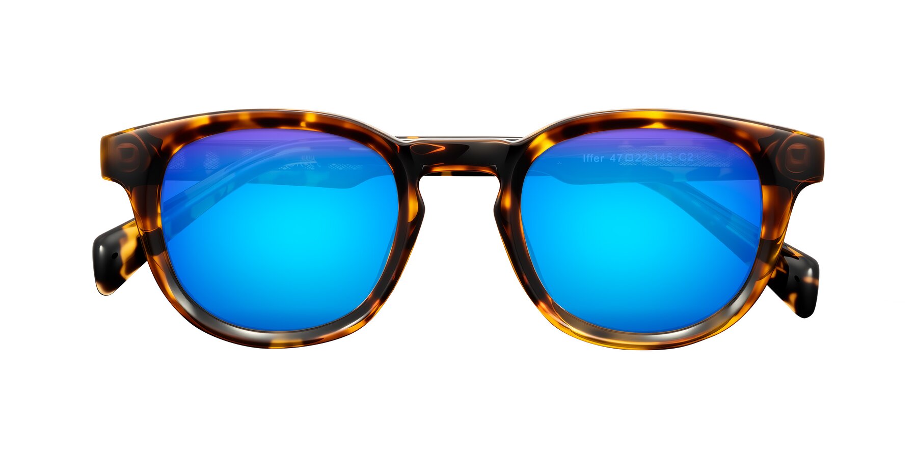 Folded Front of Iffer in Tortoise with Blue Mirrored Lenses