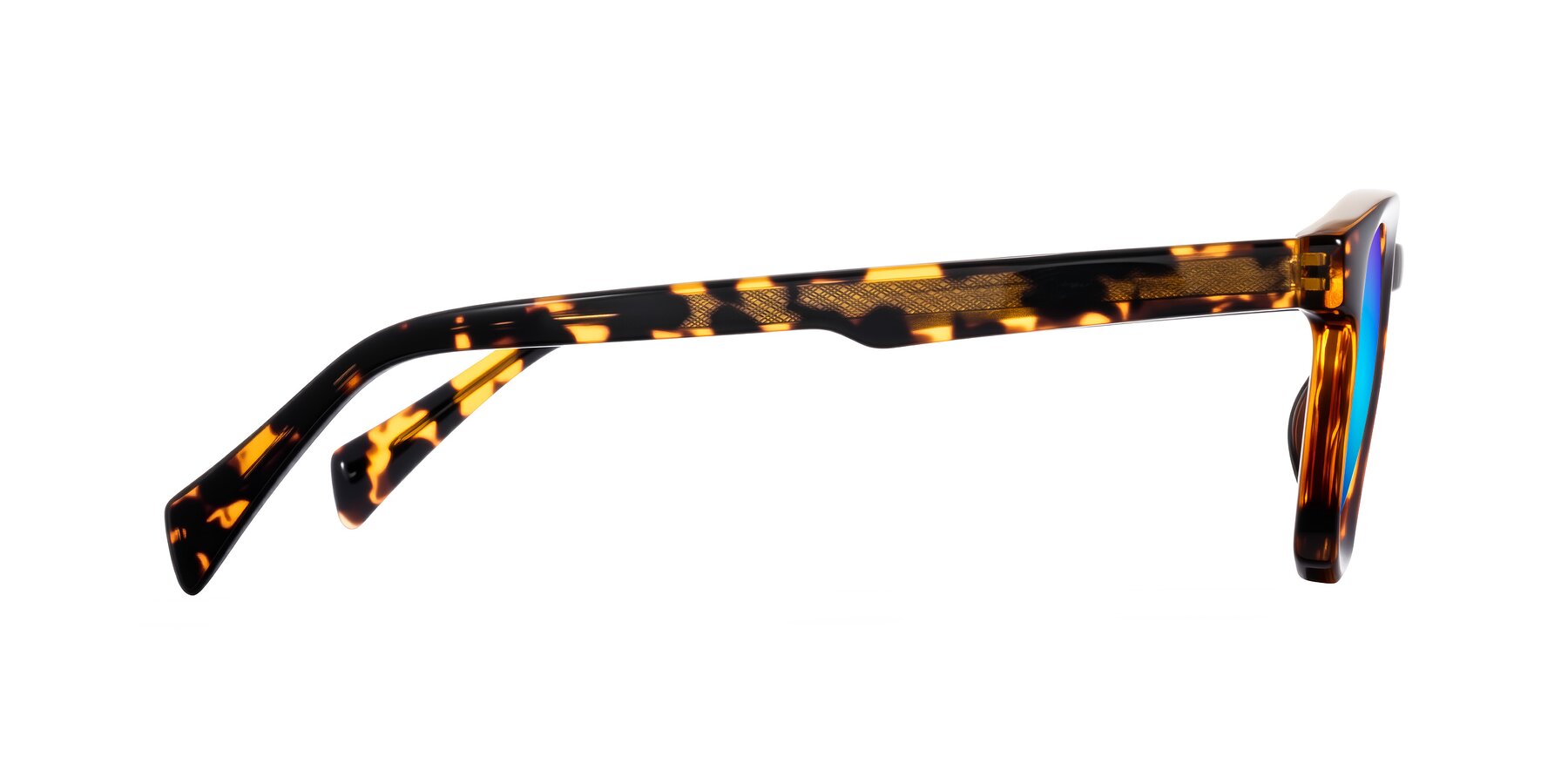 Side of Iffer in Tortoise with Blue Mirrored Lenses