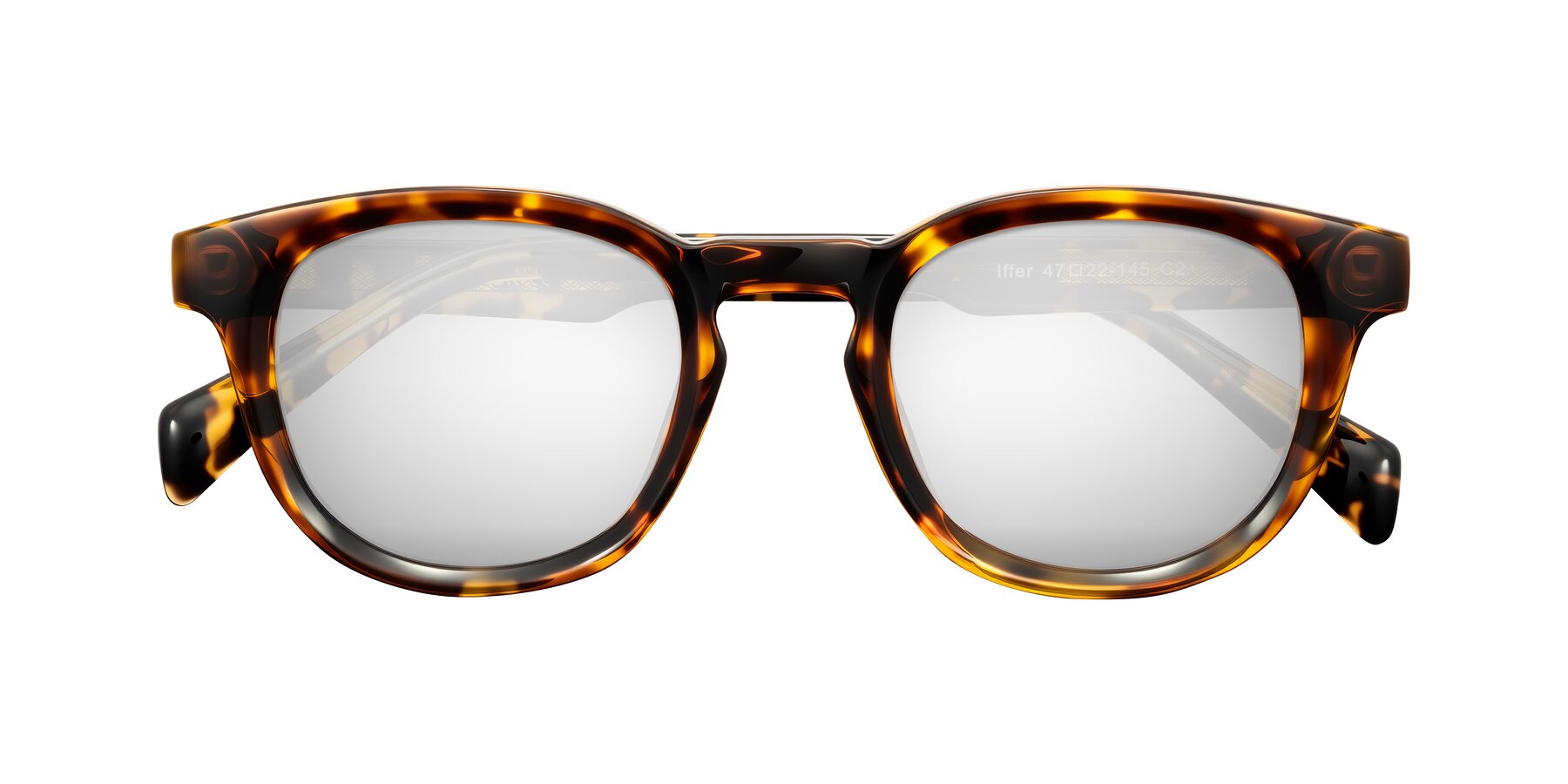 Folded Front of Iffer in Tortoise with Silver Mirrored Lenses